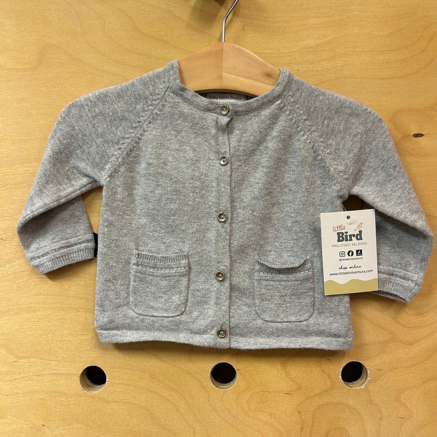 Grey Pocket Button Knit Cardigan