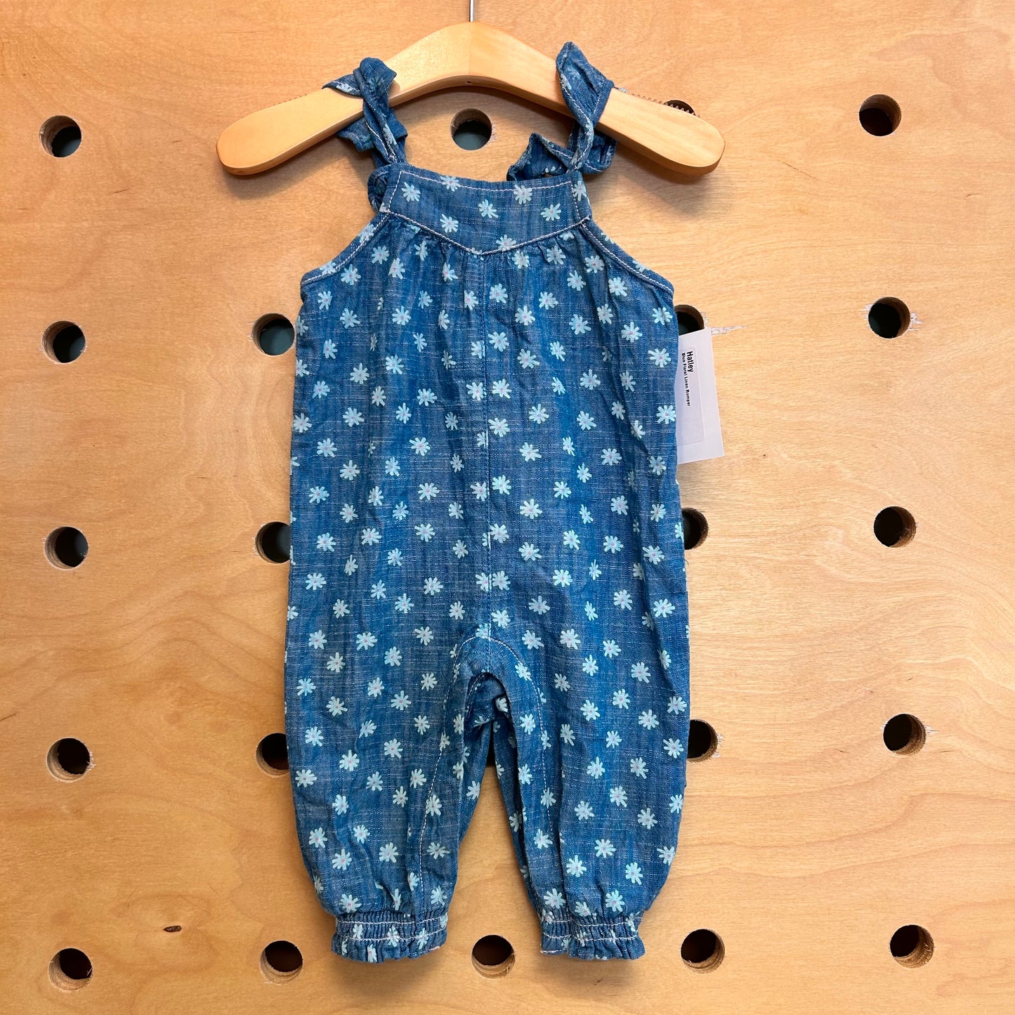Blue Floral Linen Romper