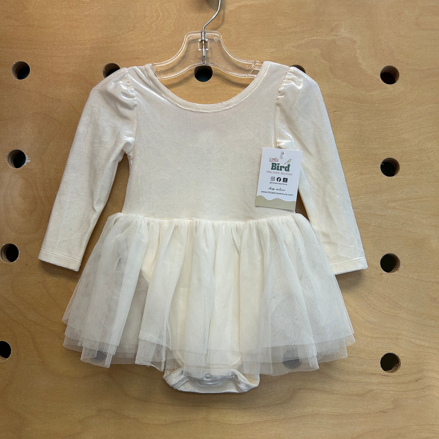 Cream Velour/Tulle Romper