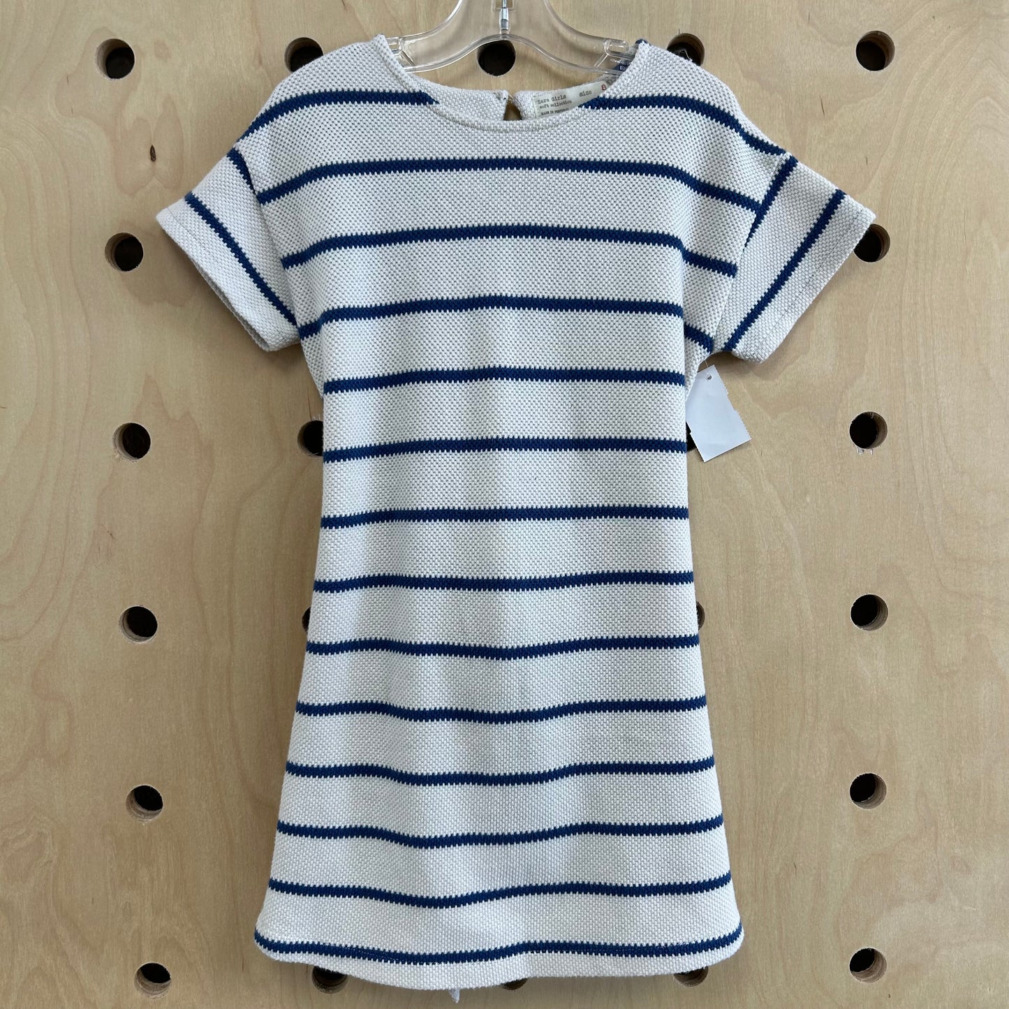Cream & Blue Striped Dress