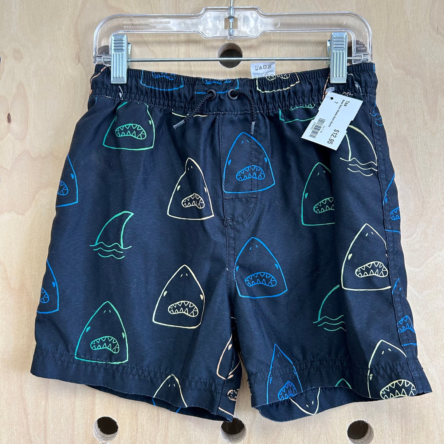 Black Neon Sharks Swim Shorts