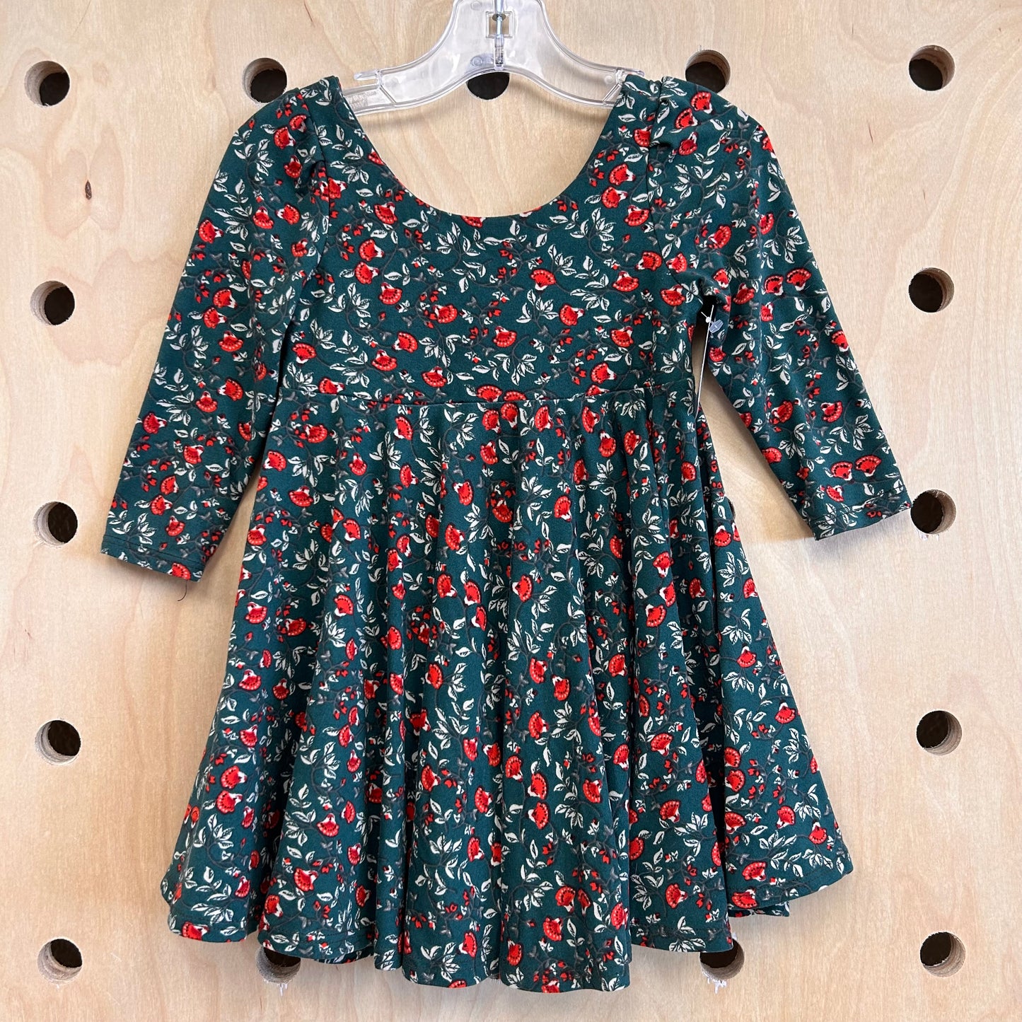 Green + Red Floral Soft Dress