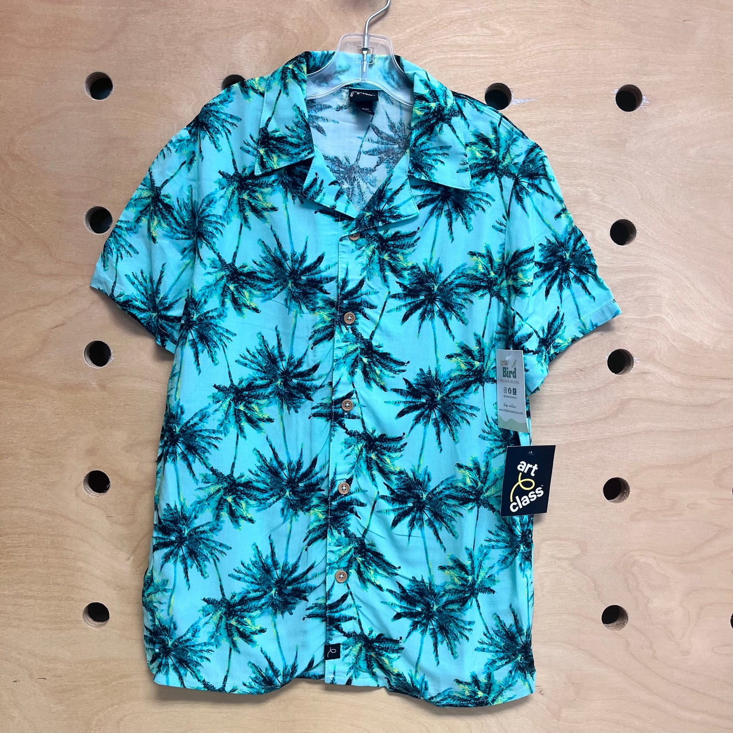 Aqua/Green Palms Button Up NEW!