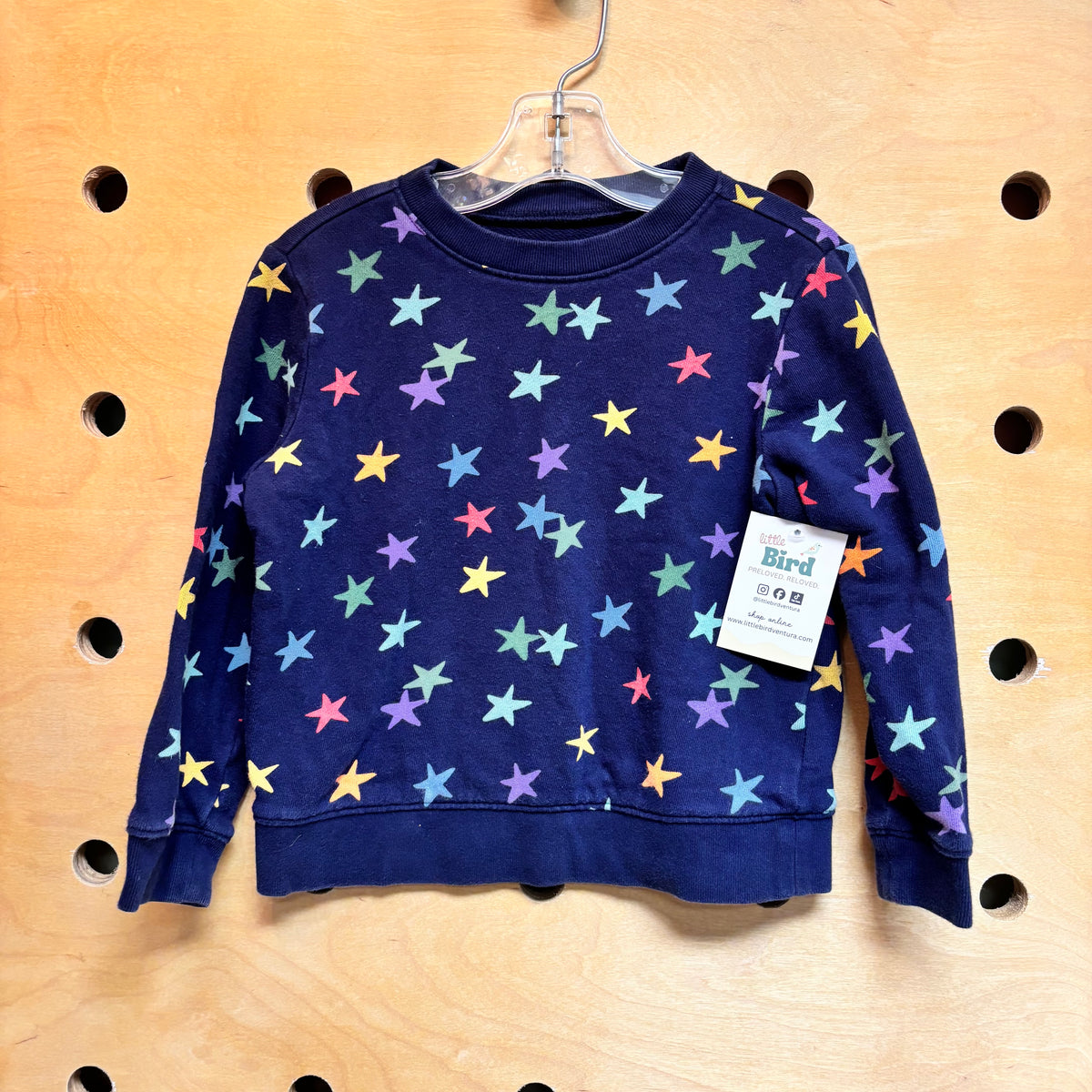 Navy Cotton Colorful Stars LS