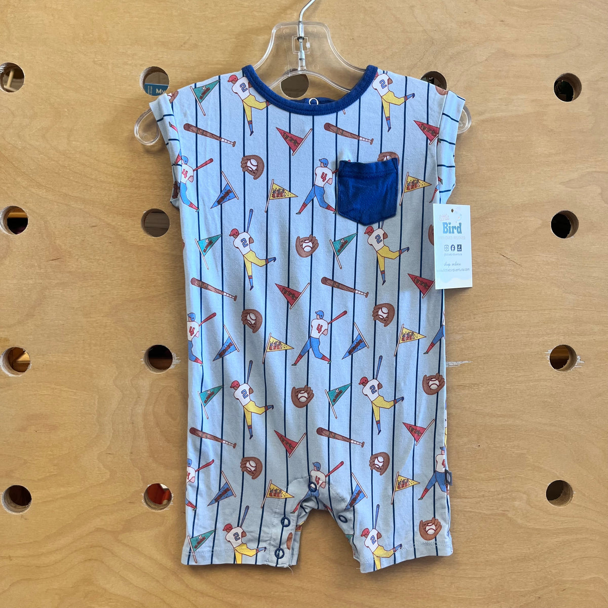 Blue Bamboo Baseball Snap Romper