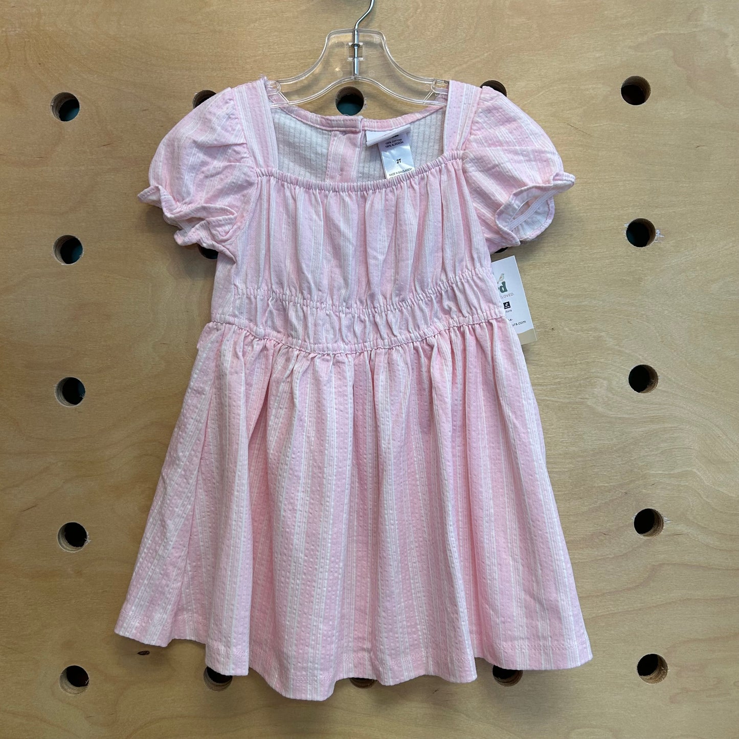 Pink/White Striped Cotton Dress