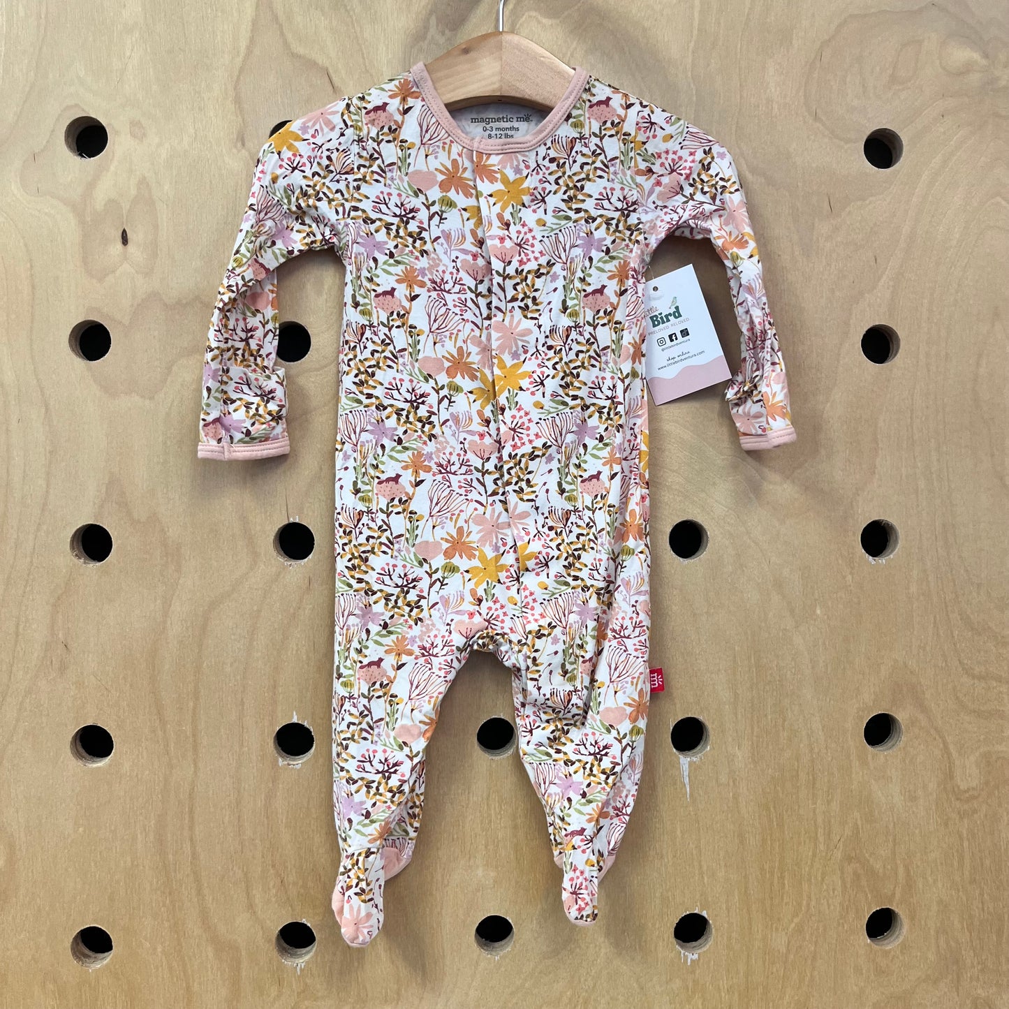 Magnetic Peach Floral Bamboo Footies