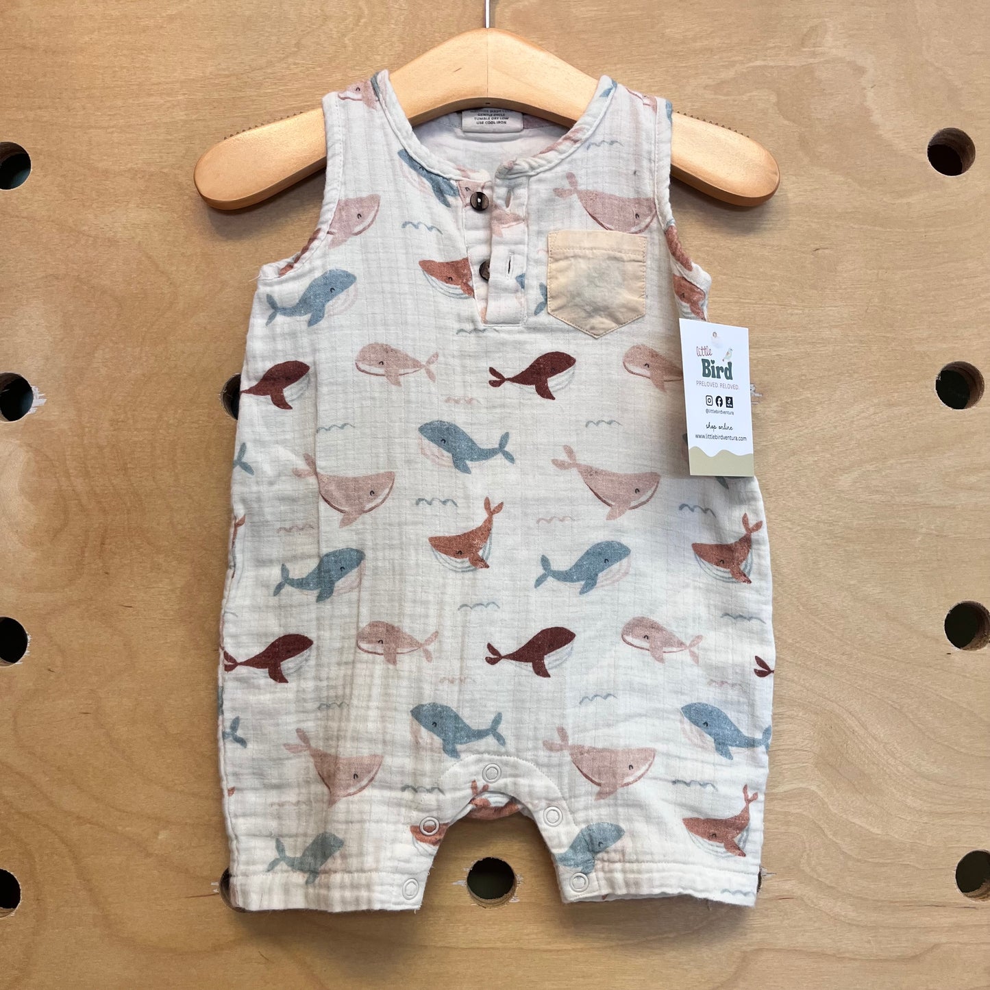 Organic Shark Muslin Romper