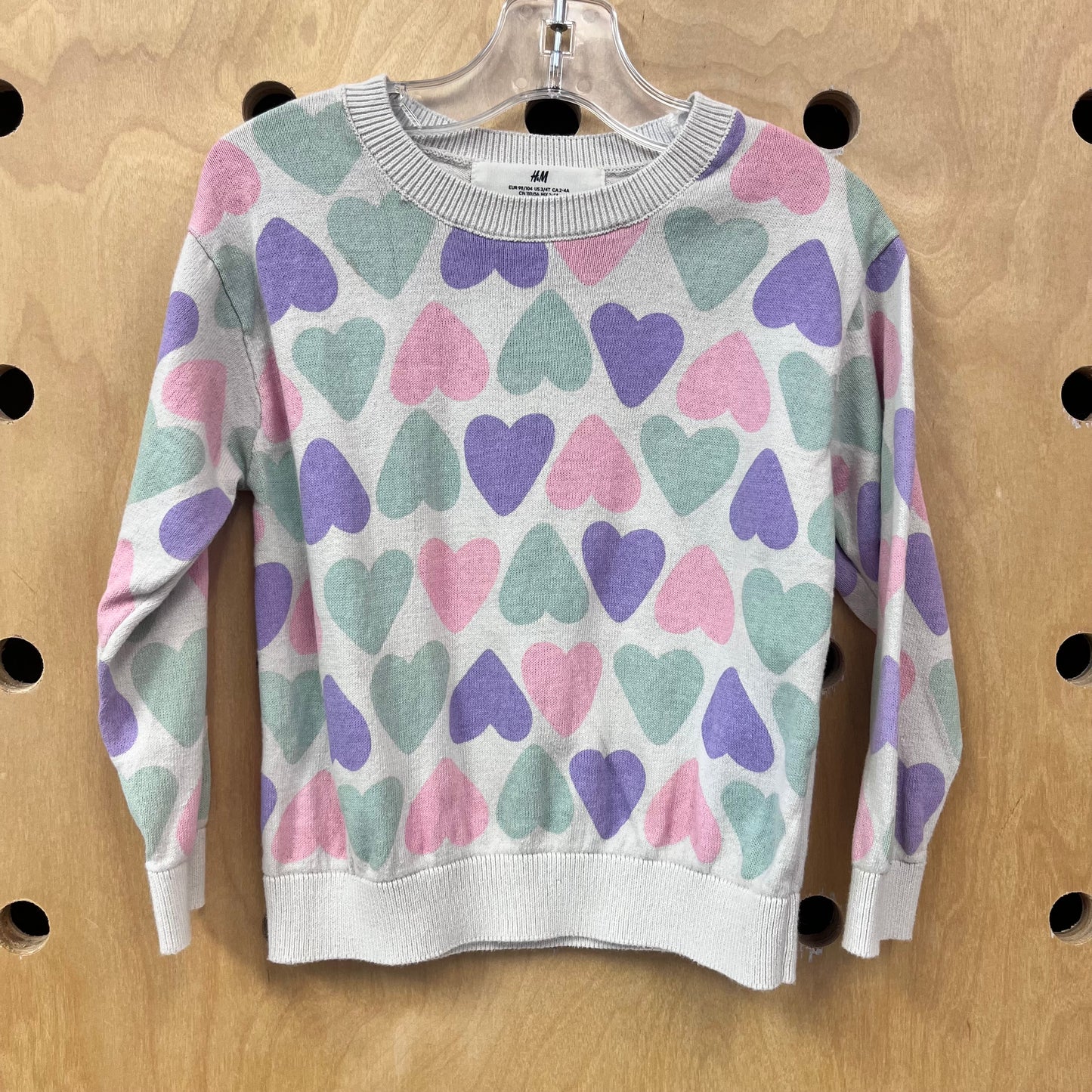 Beige Colorful Hearts Sweater