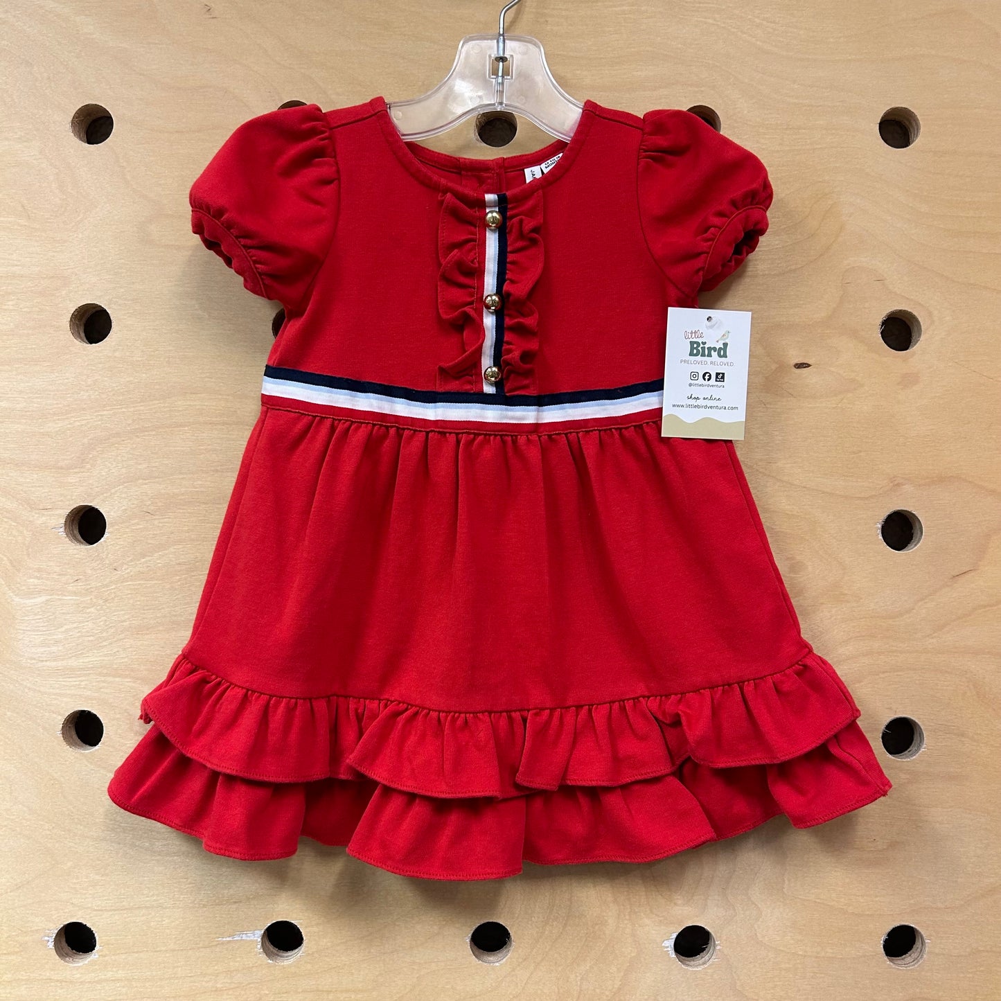 Red Ponte Puff Sleeve Dress