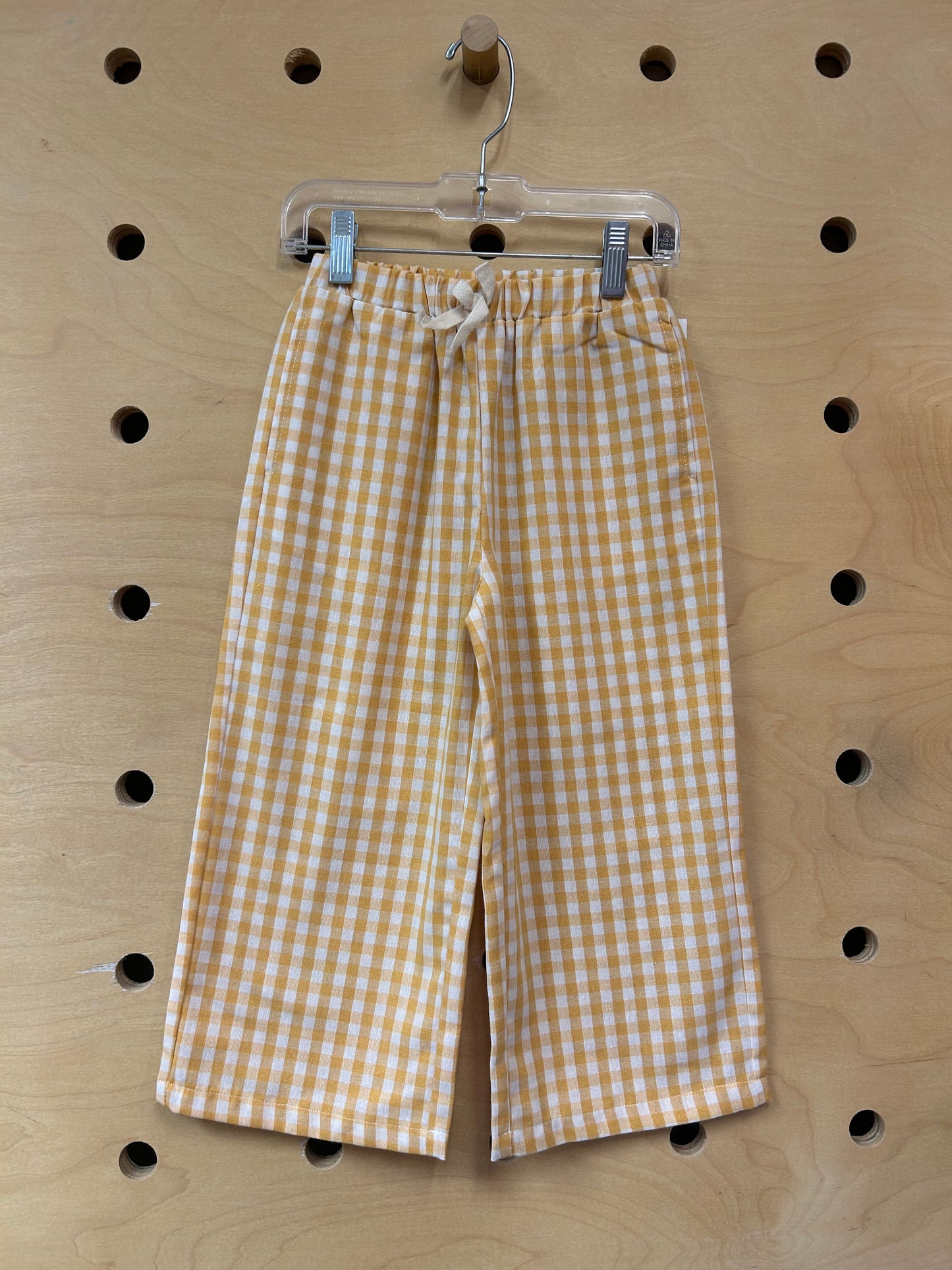 Yellow/White Checkered Wide Pants