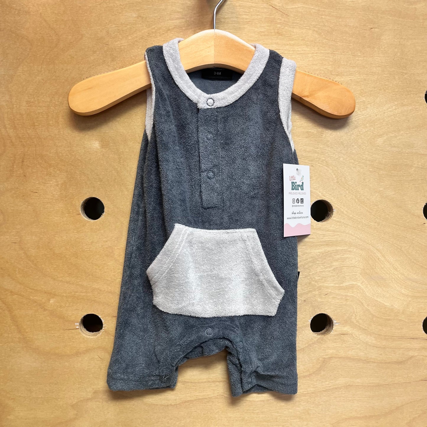 Grey & White Soft Terry Romper