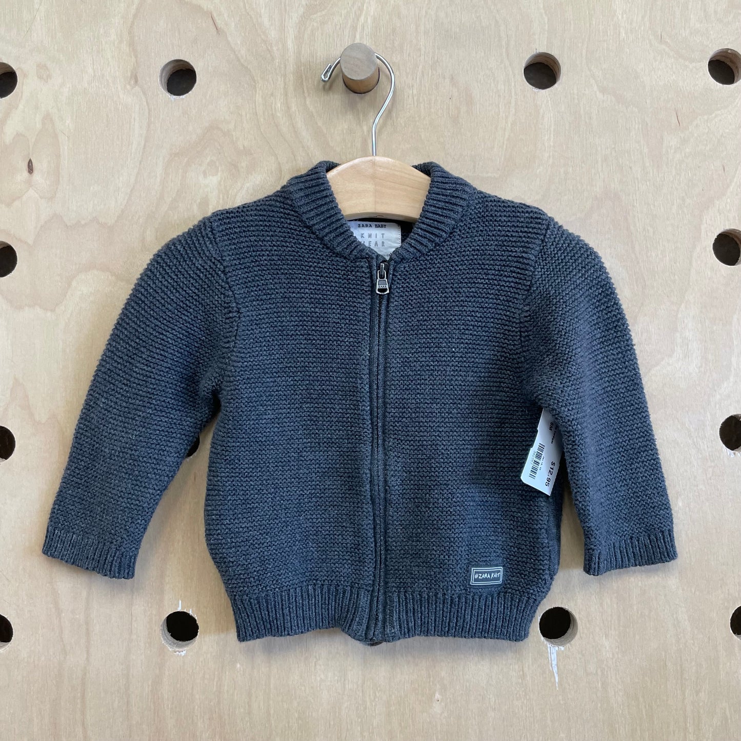 Grey Knit Zip Cardigan