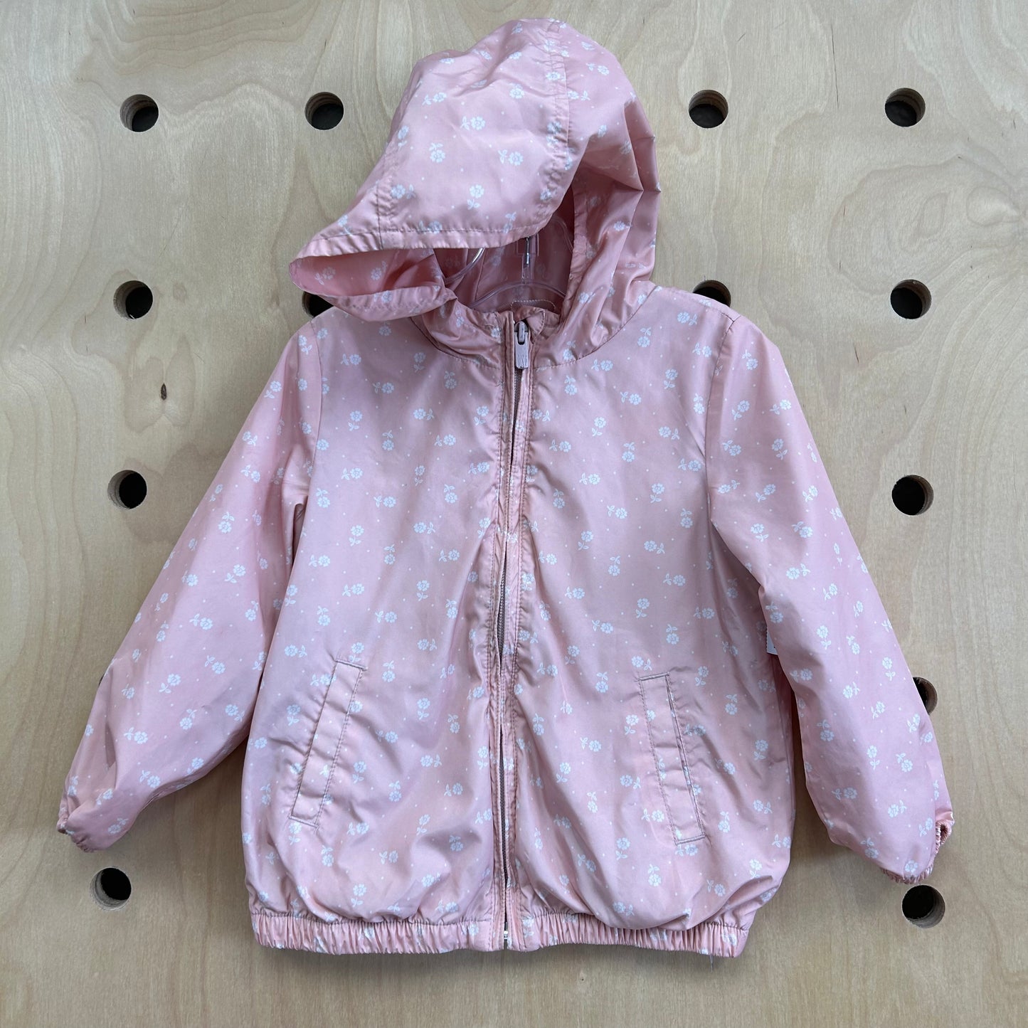 Pink Floral Lined Windbreaker Zip Hoodie