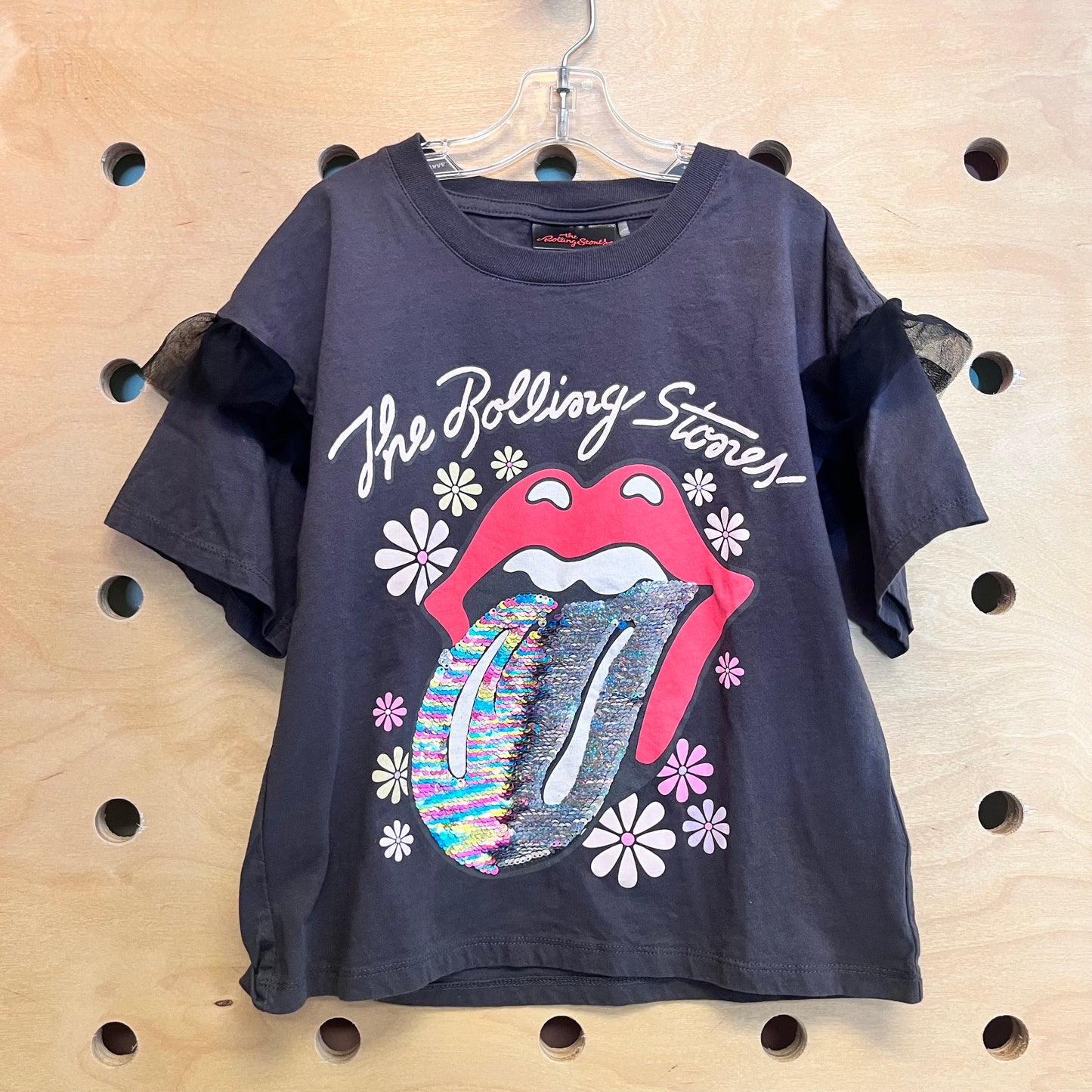 Grey Sequin Rolling Stones Tee