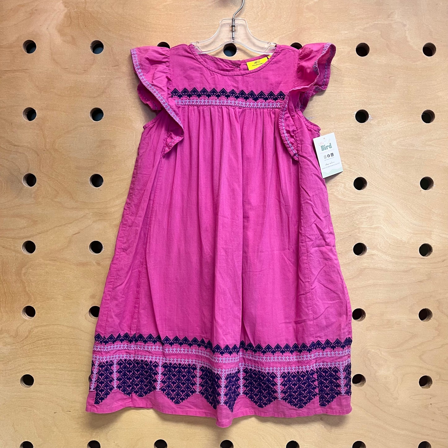 Pink Embroider Blue Aztec Dress