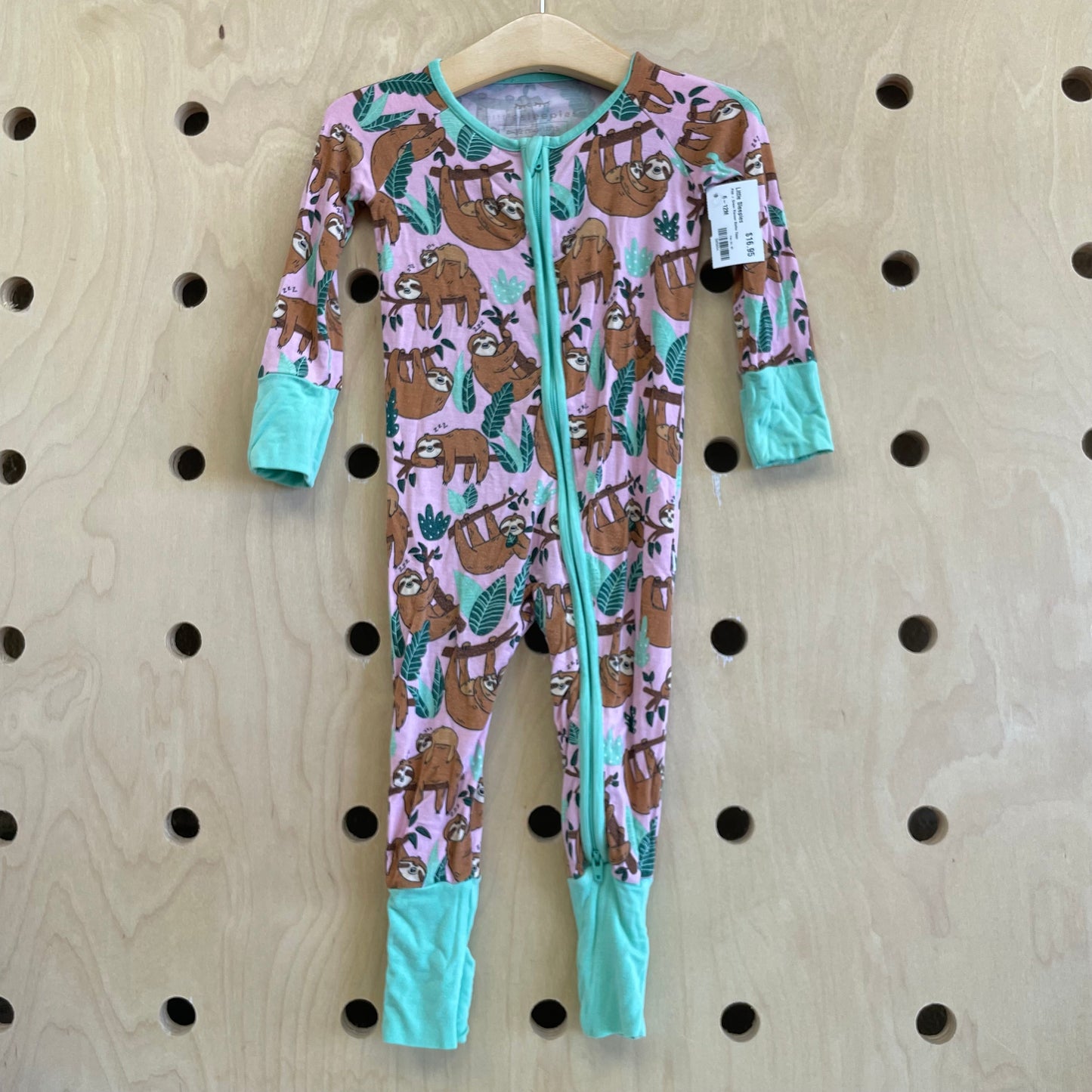 Pink + Green Viscose Sloths Zippy