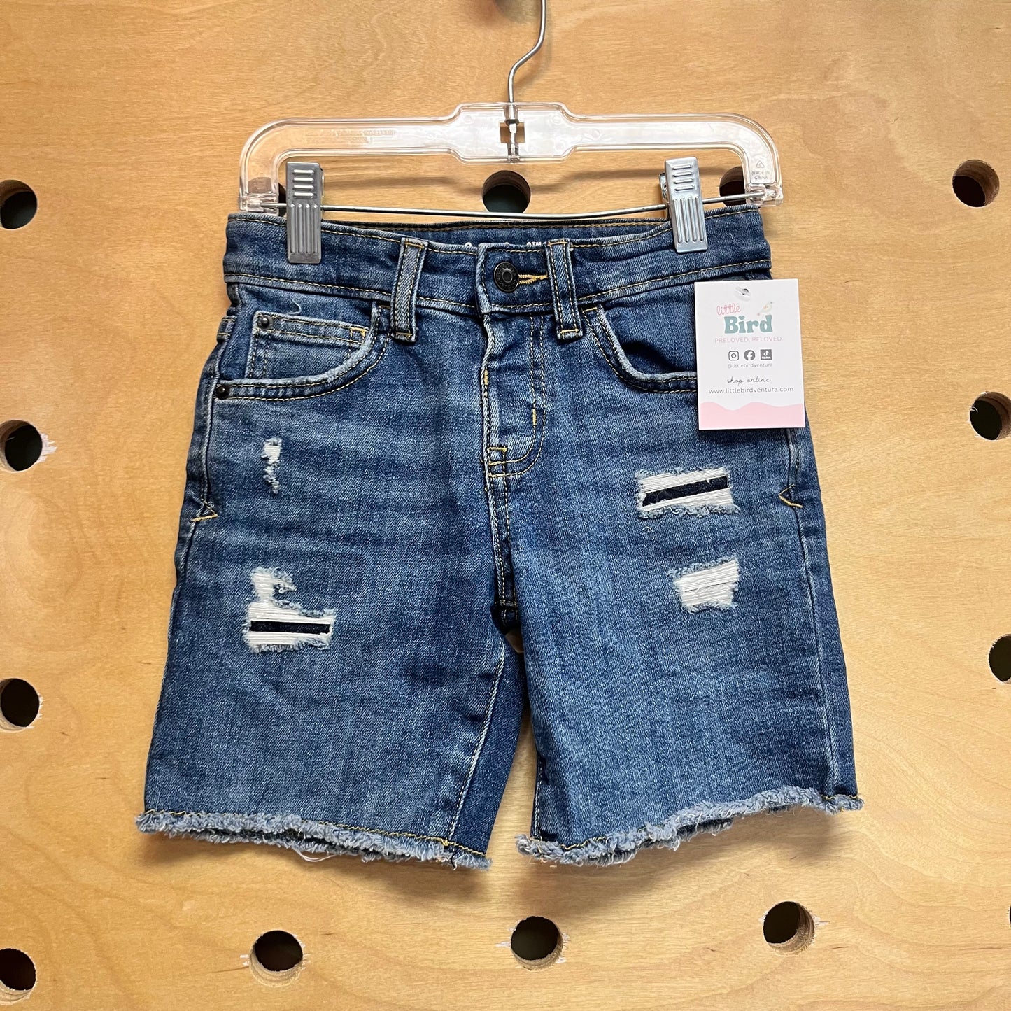 Distressed Super Stretch Denim Shorts