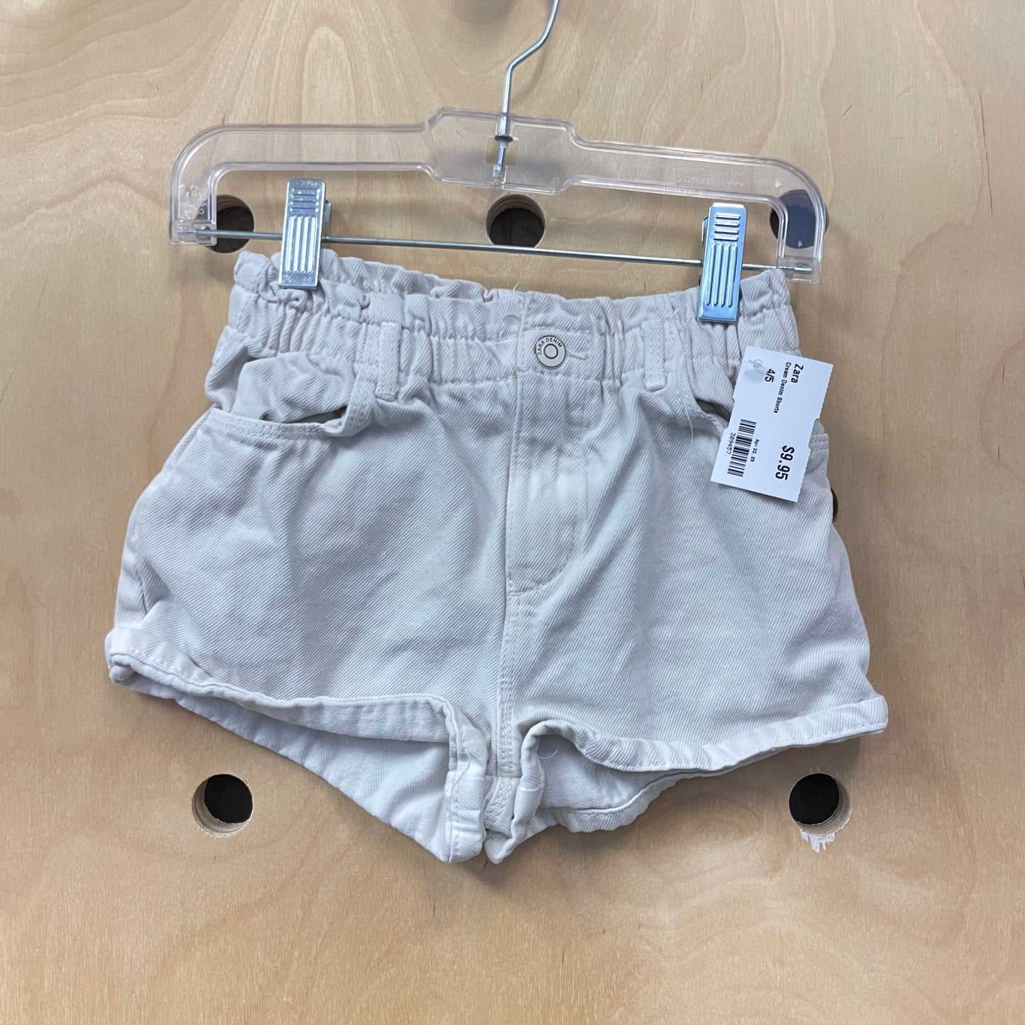 Cream Denim Shorts