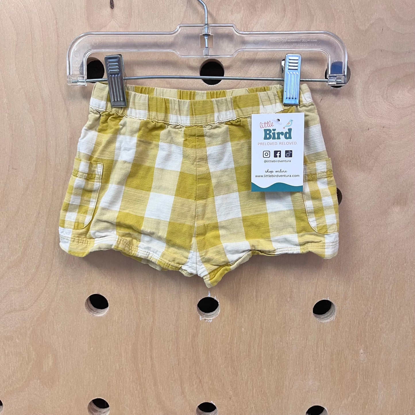 Yellow Plaid Pull On Shorts