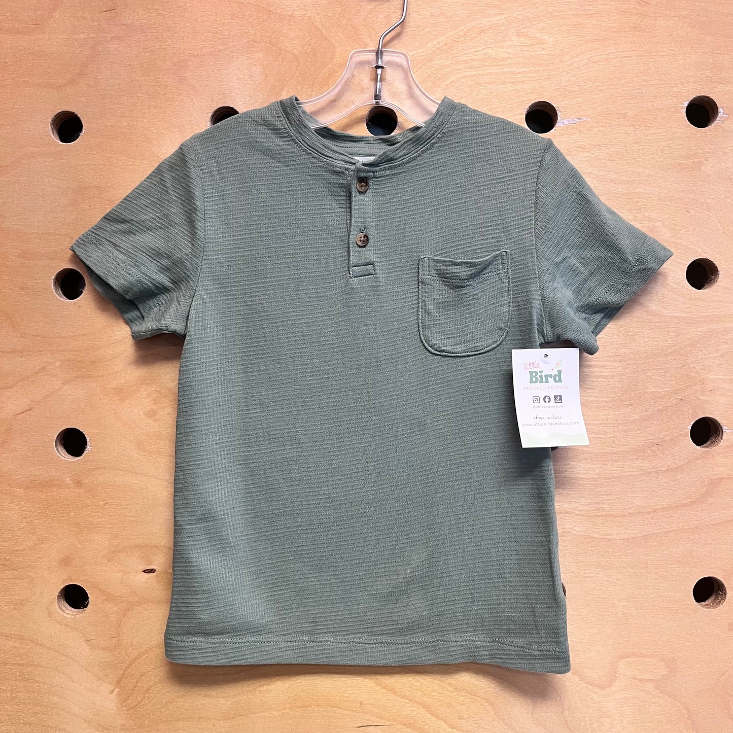 Green Pocket Henley Tee