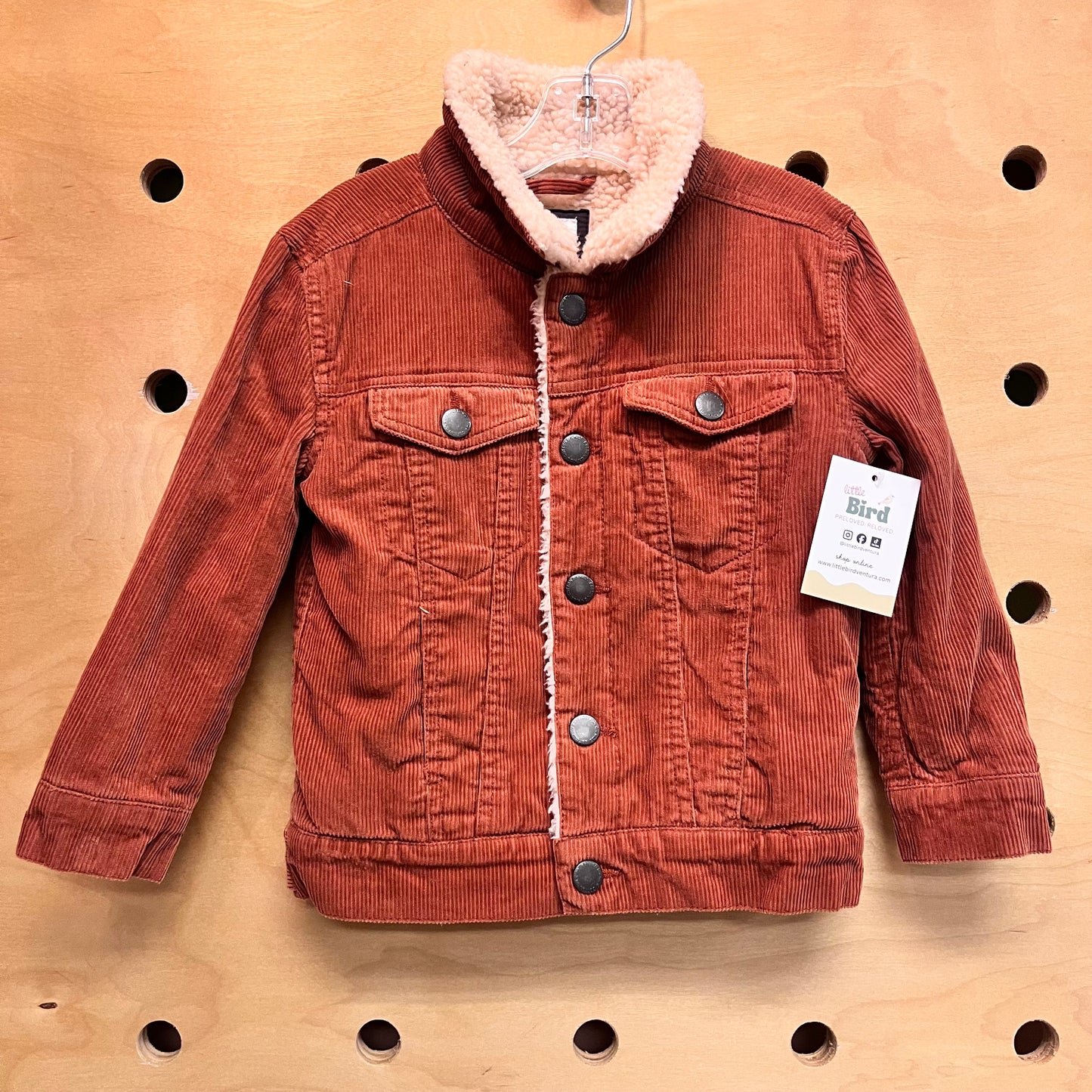 Rust Sherpa Lined Button Jacket