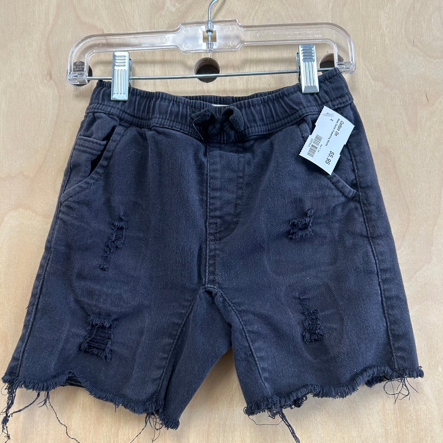 Black Denim Drawstring Shorts