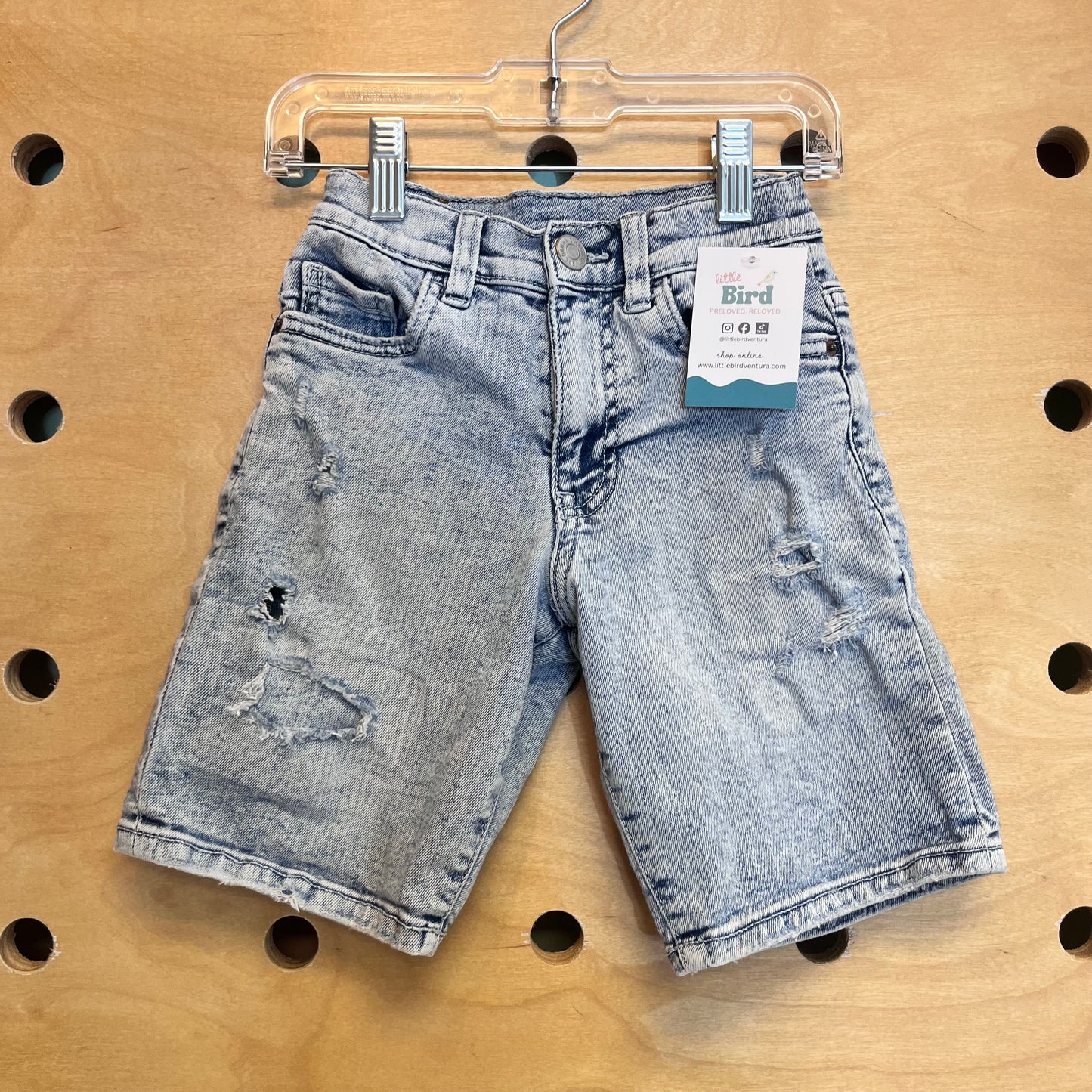 Lightwash Distressed Denim Shorts