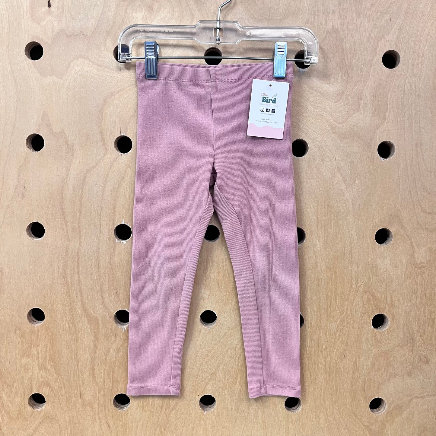 Pink Ribbed Leggings