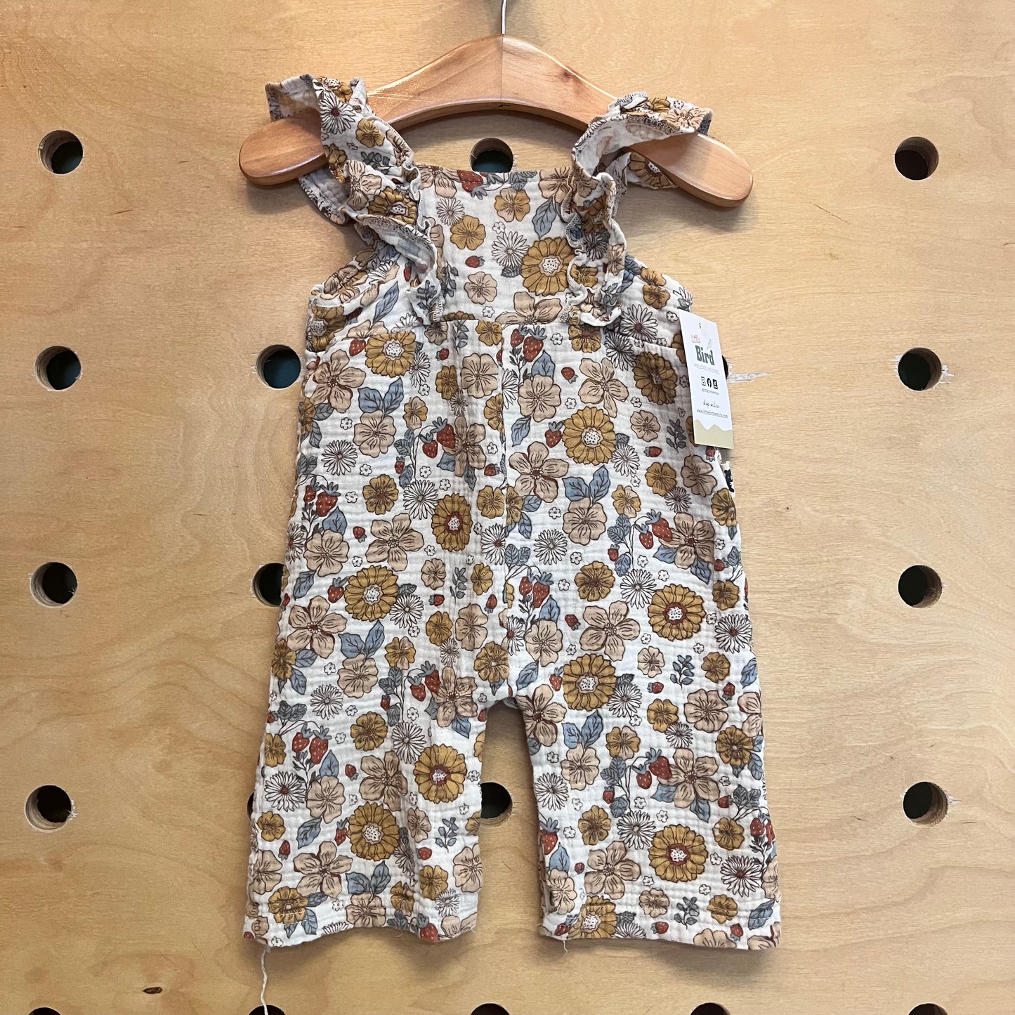 Organic Floral Strawberries Gauze Romper
