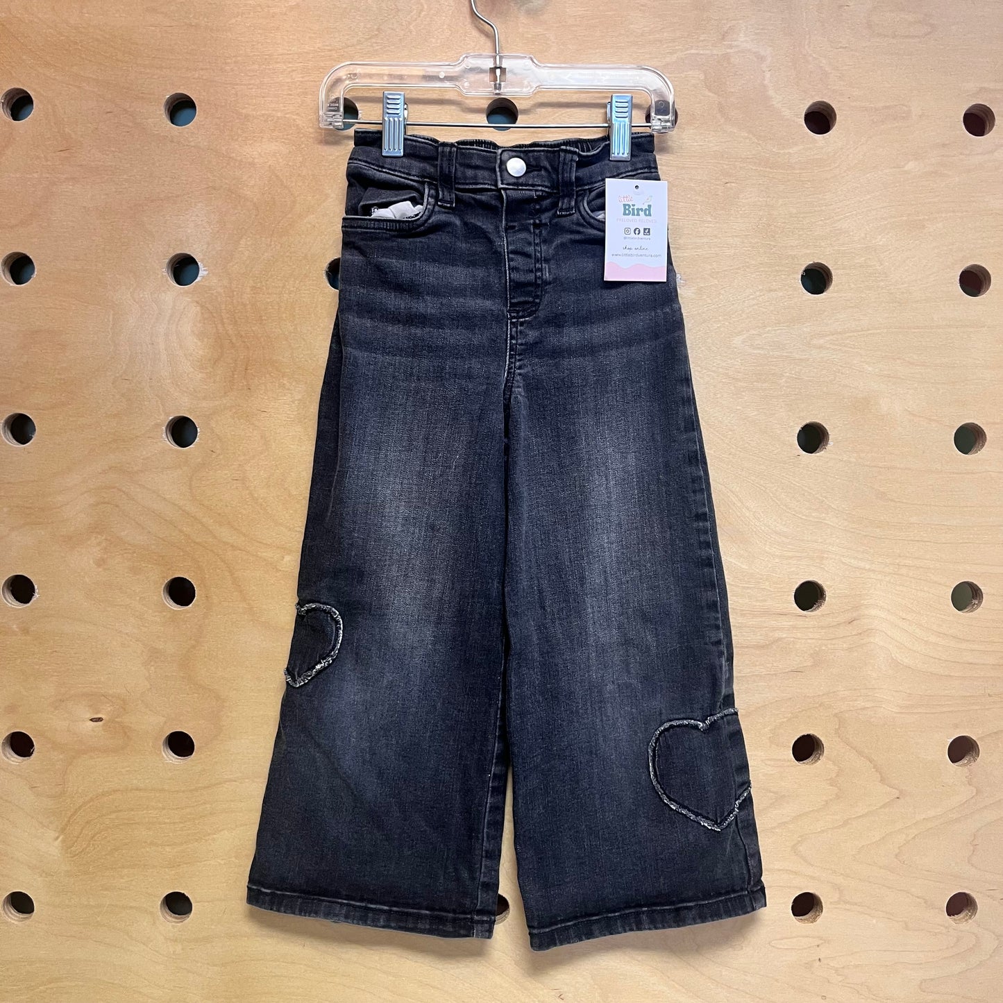 Black Heart Patch Wide Leg Denim