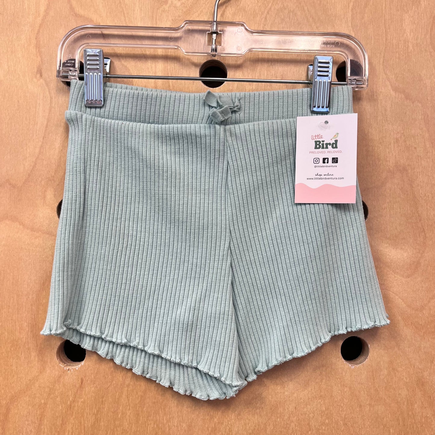 Green Ribbed Shorts