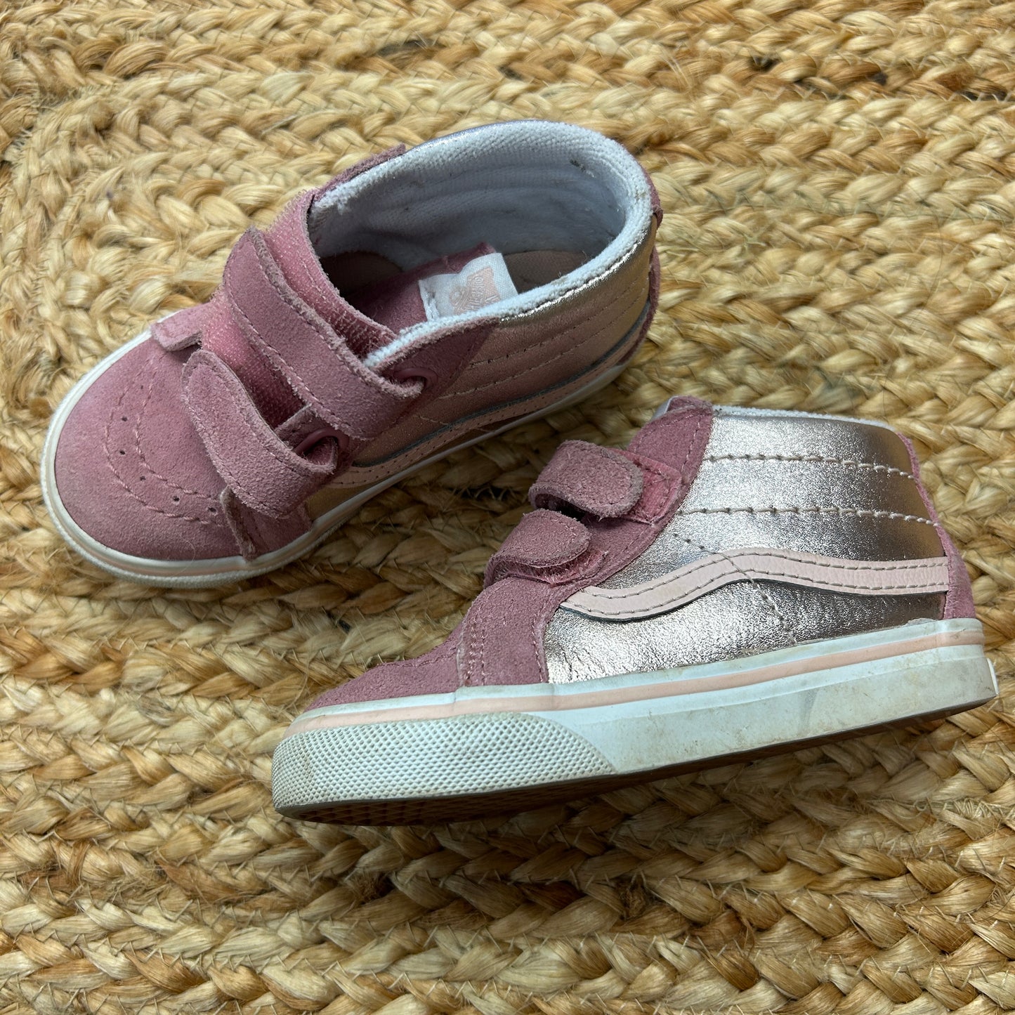 Pink & Gold Mid-High V Sneakers
