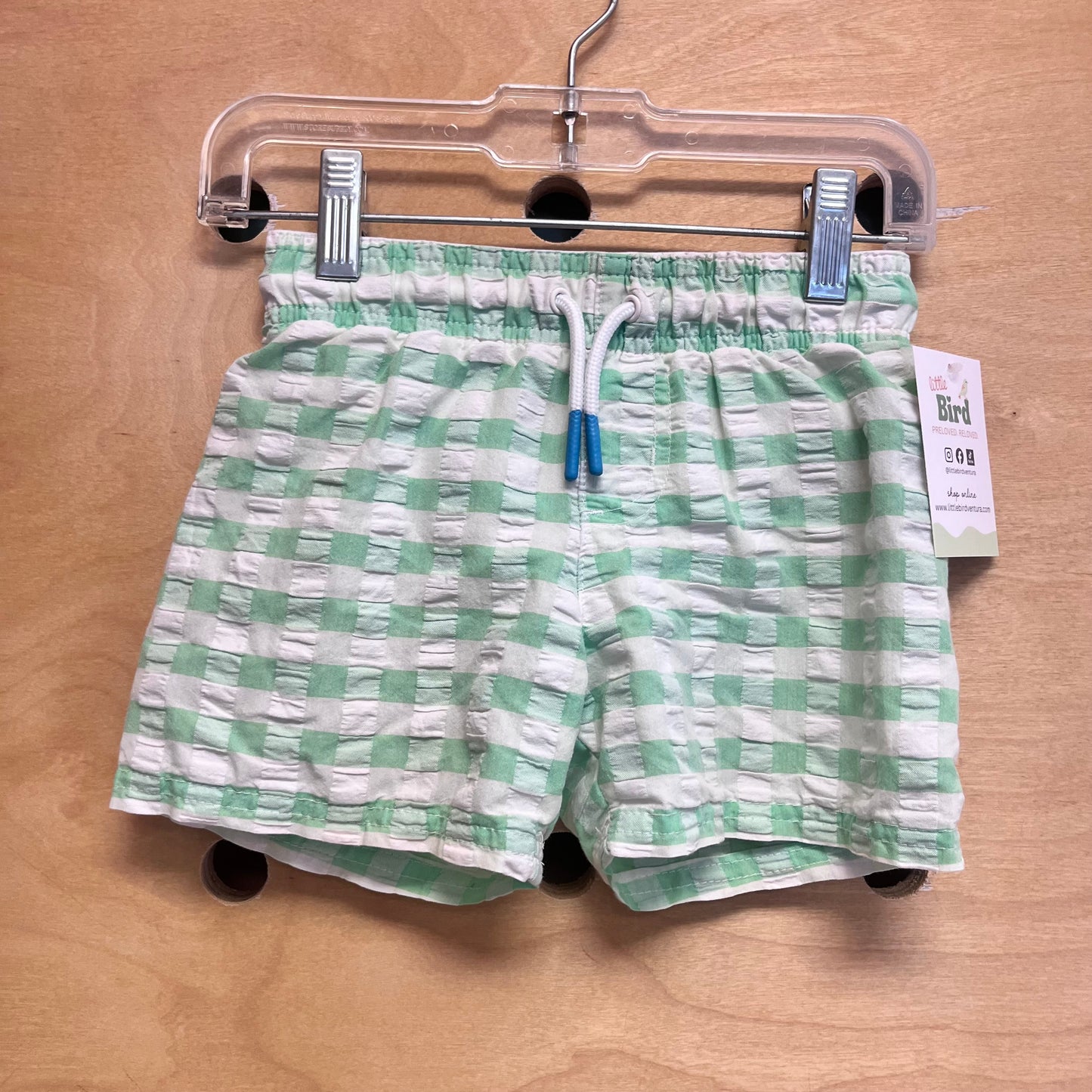Green/White Checker Swim Trunks