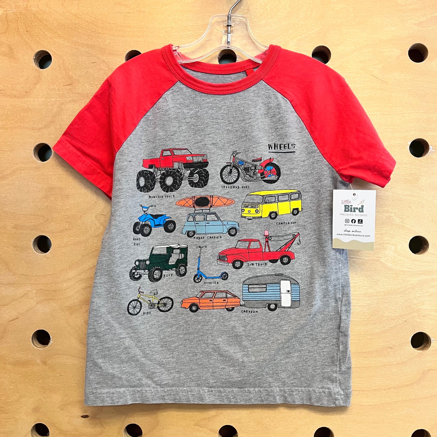 Red/Grey Wheels Ringer Tee