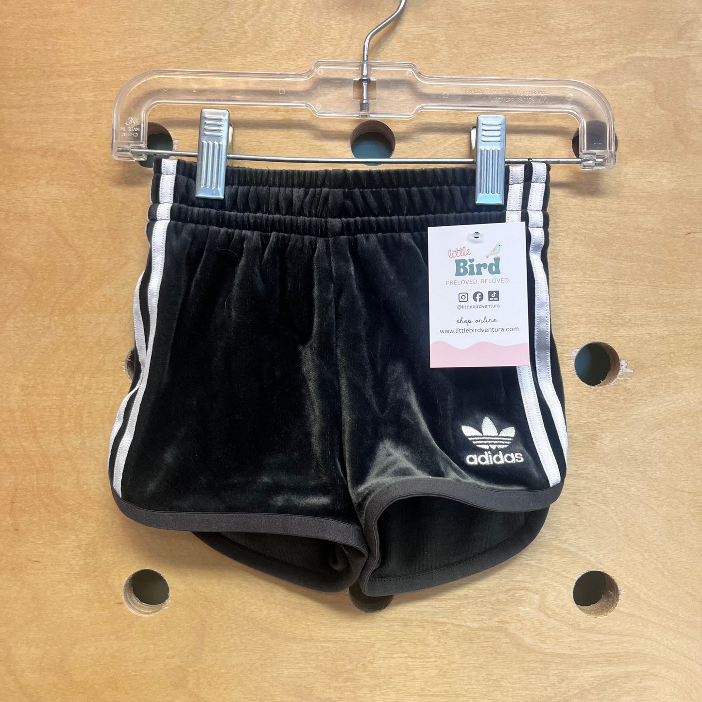Grey/White Velour Side Stripe Shorts