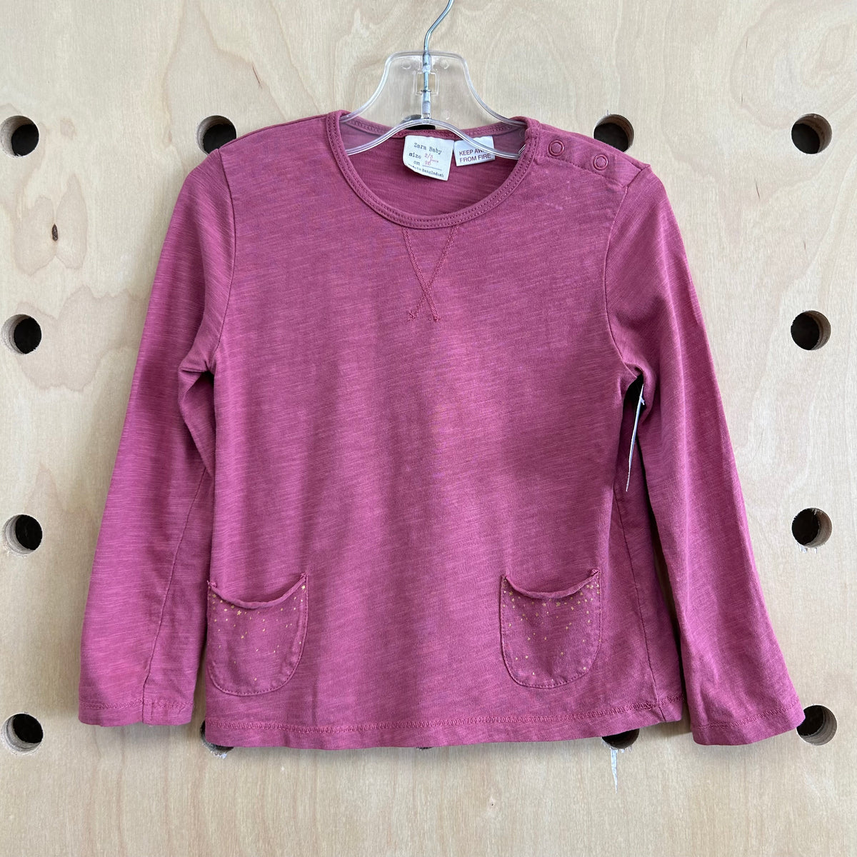 Pink & Gold Star LS Pocket Tee