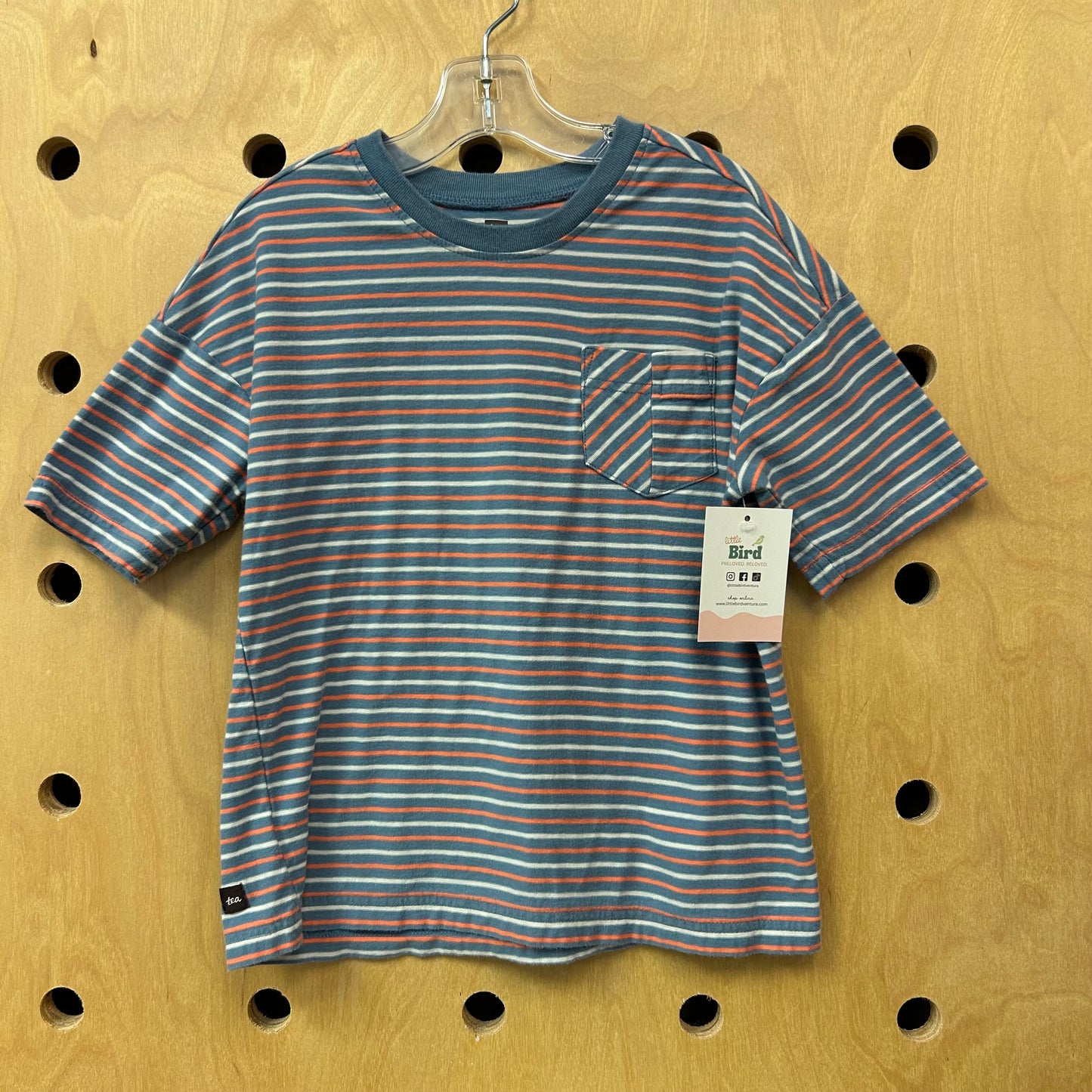 Bue & Pink Striped Pocket Tee