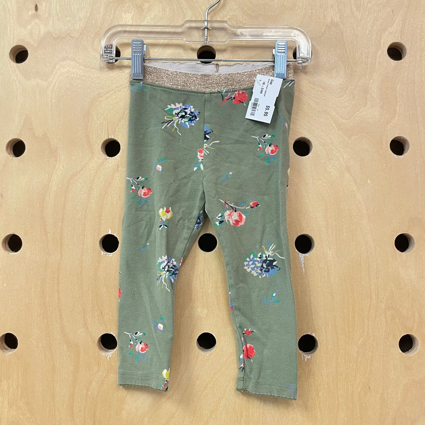 Green Floral Leggings