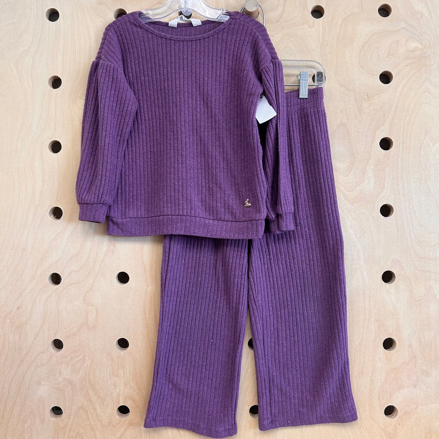 Purple Ribbed Lounge Set