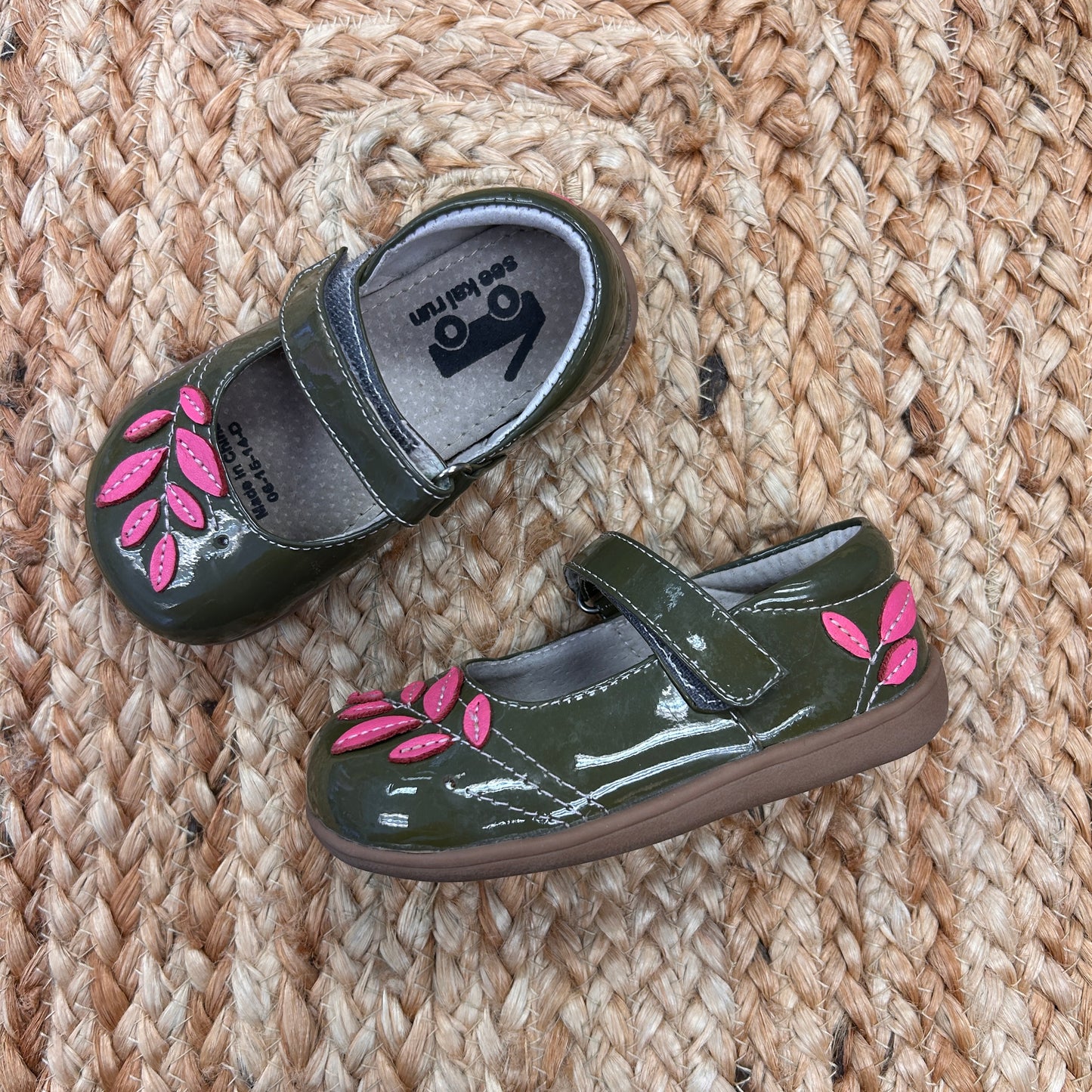 Green Floral Mary Jane Shoes