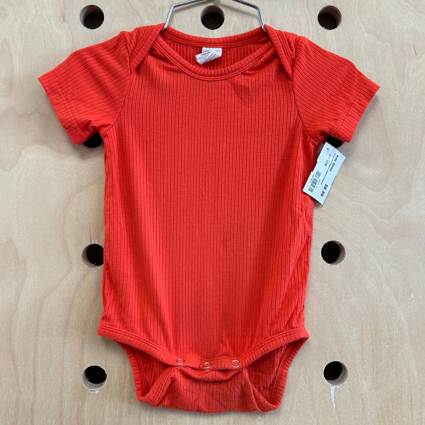 Bright Red Organic Ribbed Bodysuit