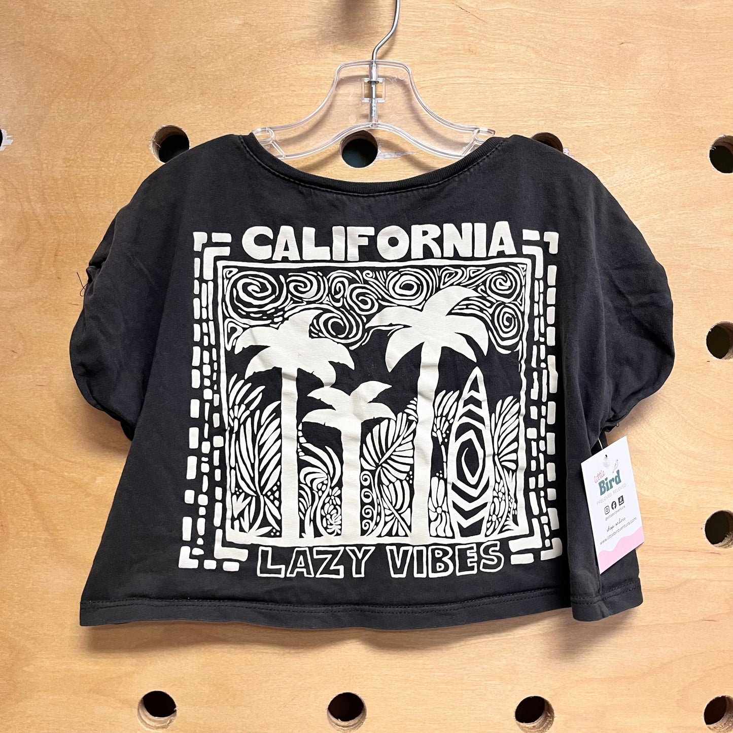 Grey 'California Lazy Vibes' Crop Tee