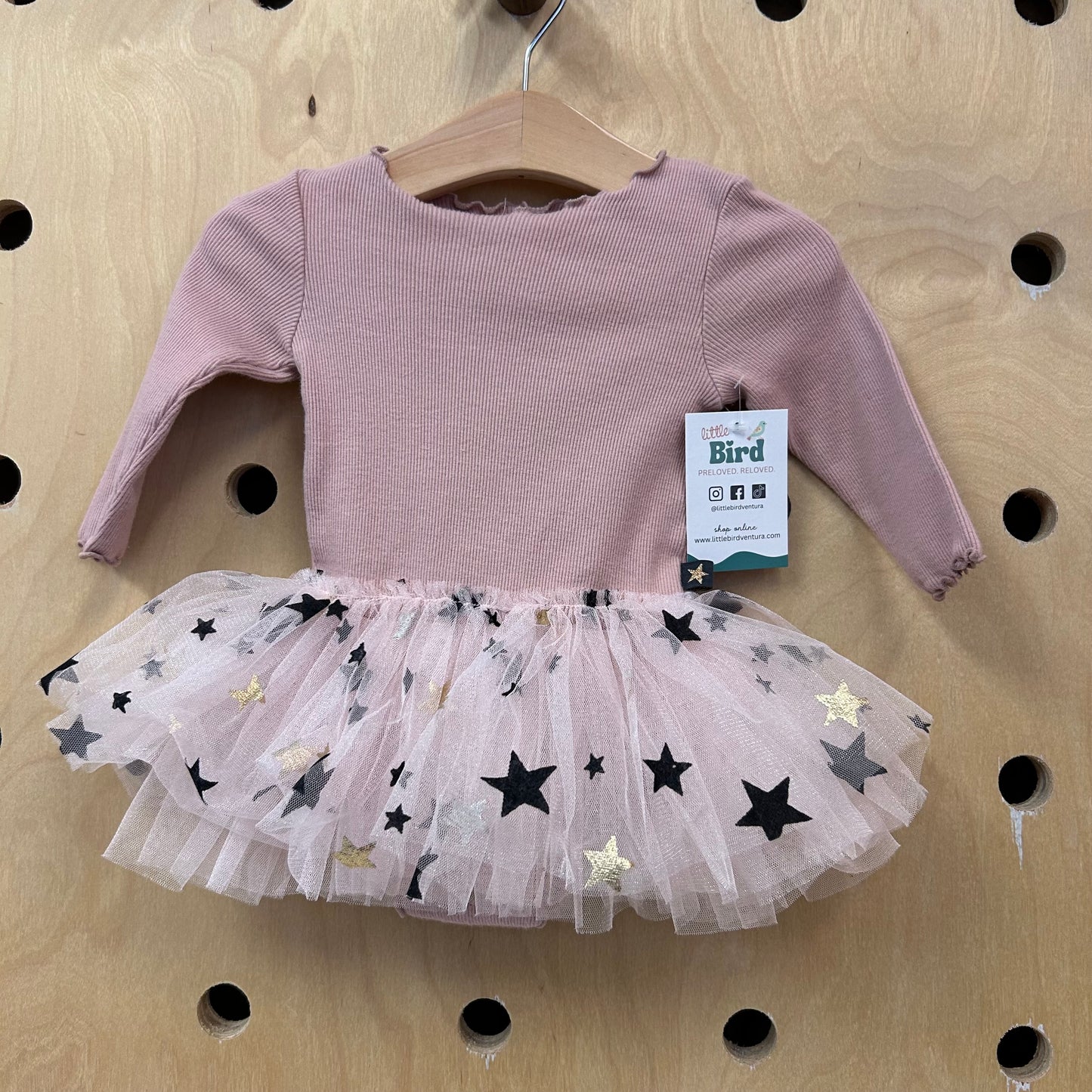 Pink Ribbed + Tulle Skirt Romper