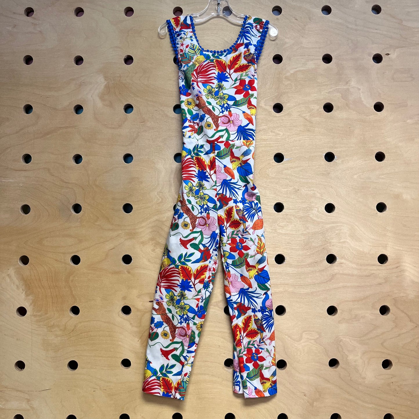 White/Multicolor Birds+Leafs Romper
