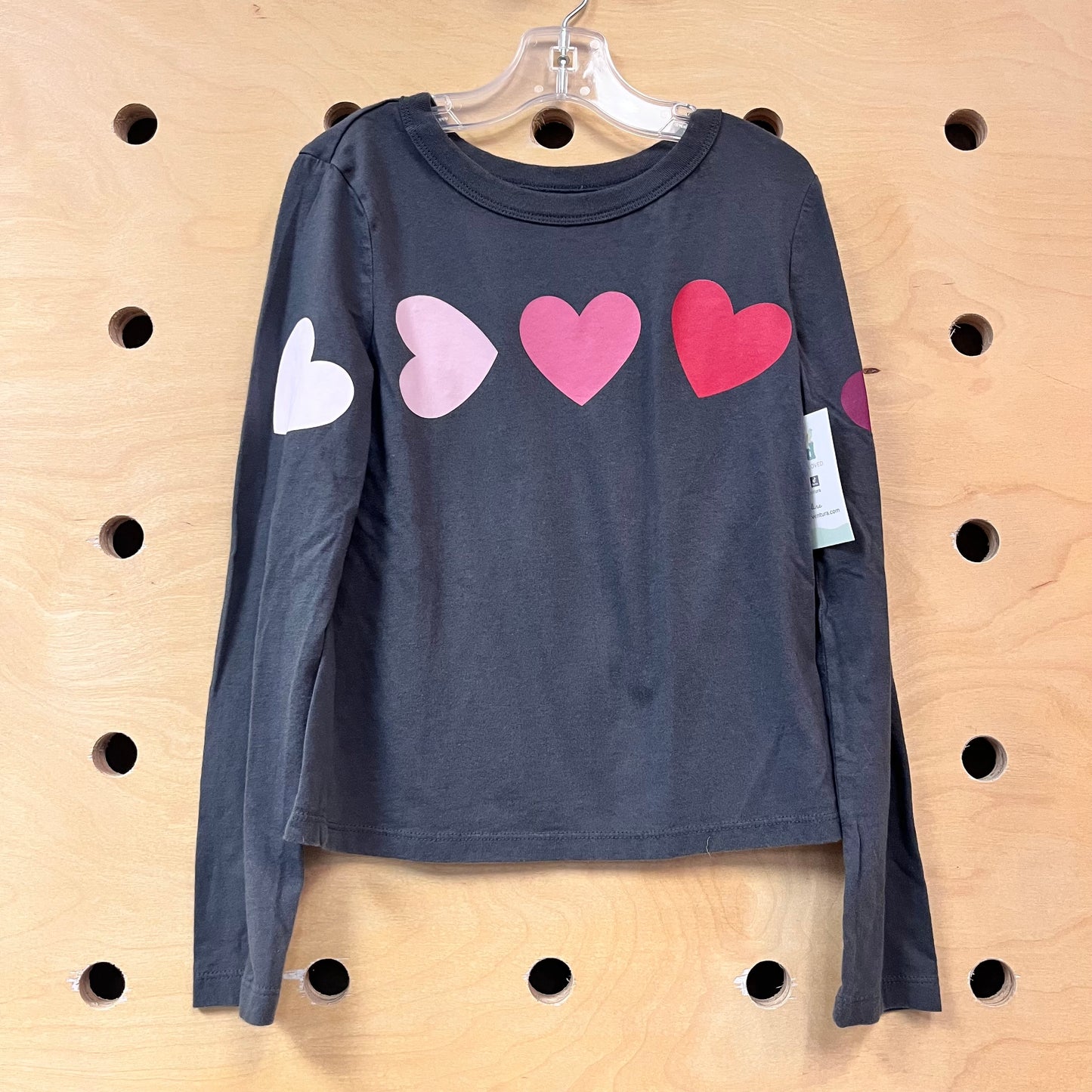 Organic Grey/Pink Hearts LS