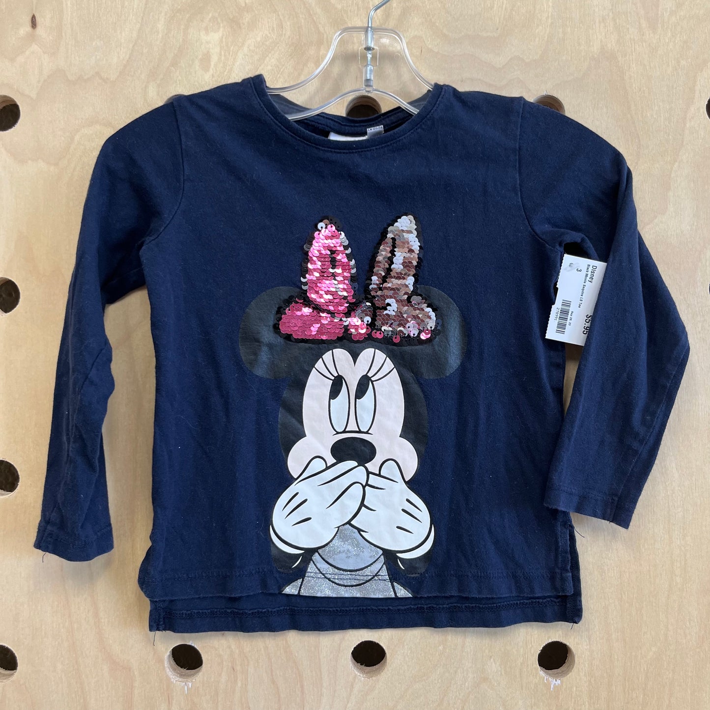 Black Minnie Sequins LS Tee