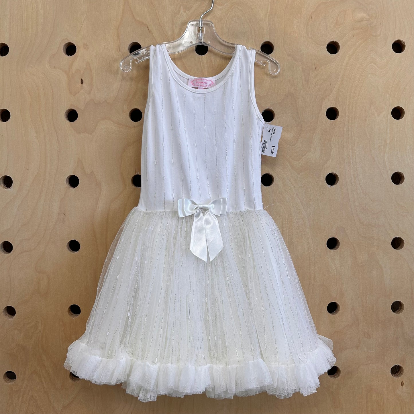 White + Gold Tulle Dress