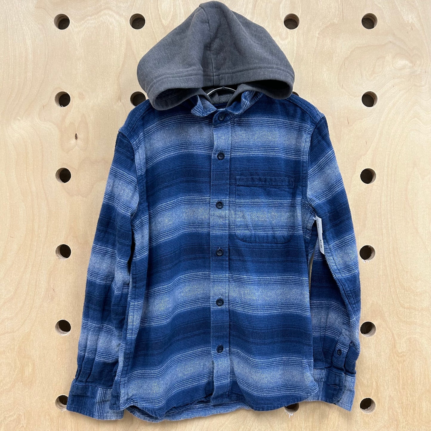 Blue Striped Hooded Flannel