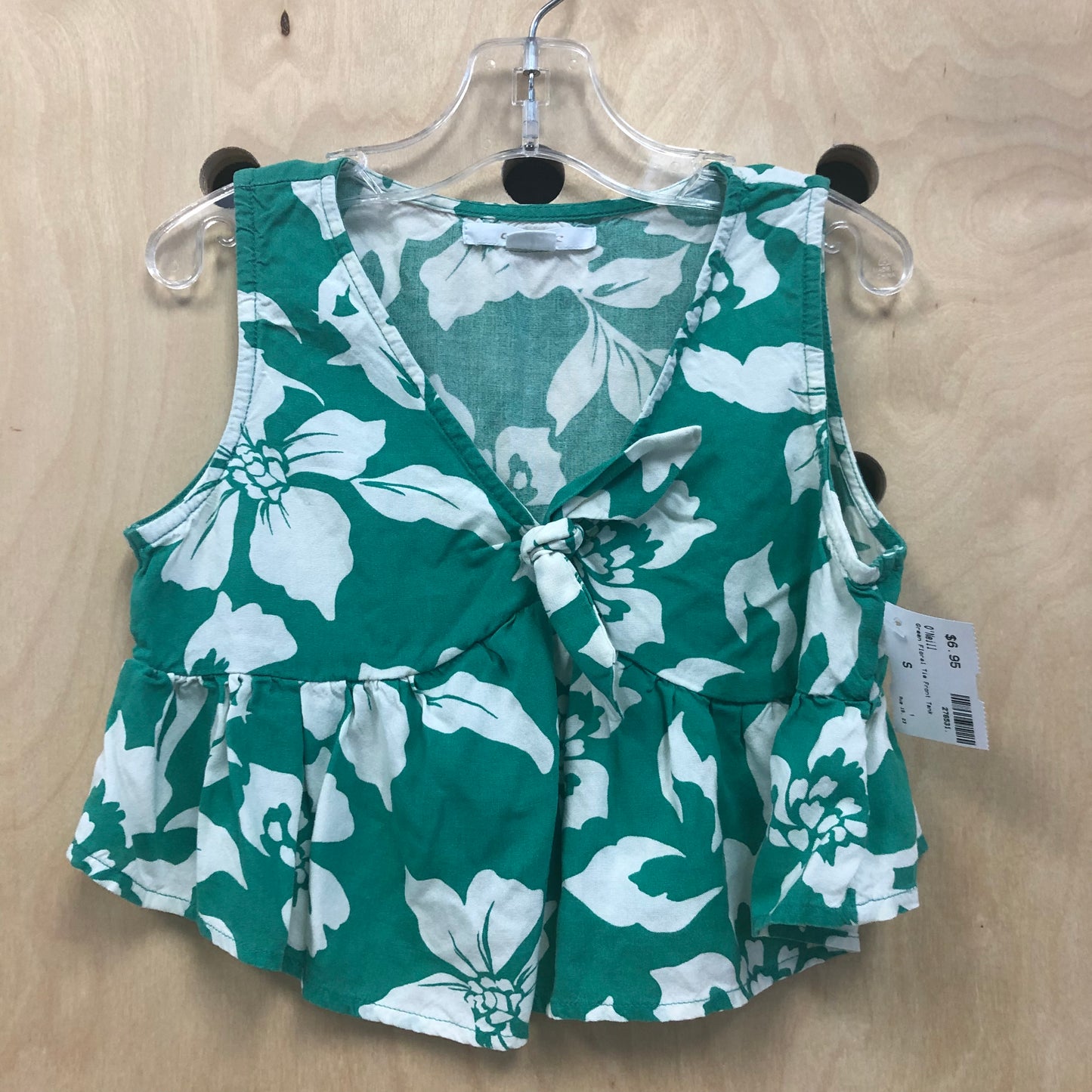 Green Floral Tie Front Tank